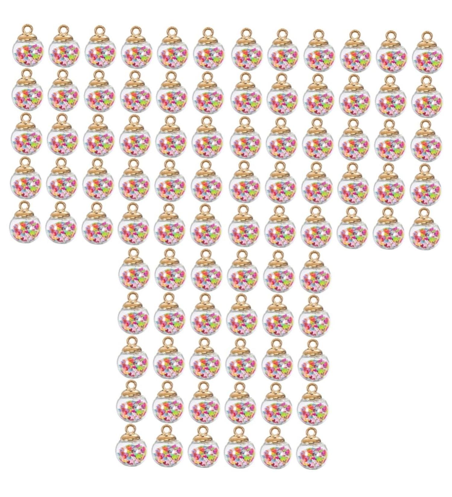 AMOSFUN 90 STK Mini-Sequins Ball Jewelry - Crystal Glass Bottle Pendant Glossy Rhinestone & Pearl Mini-Globe International Shipping Available - Buy Online on GoSupps.com