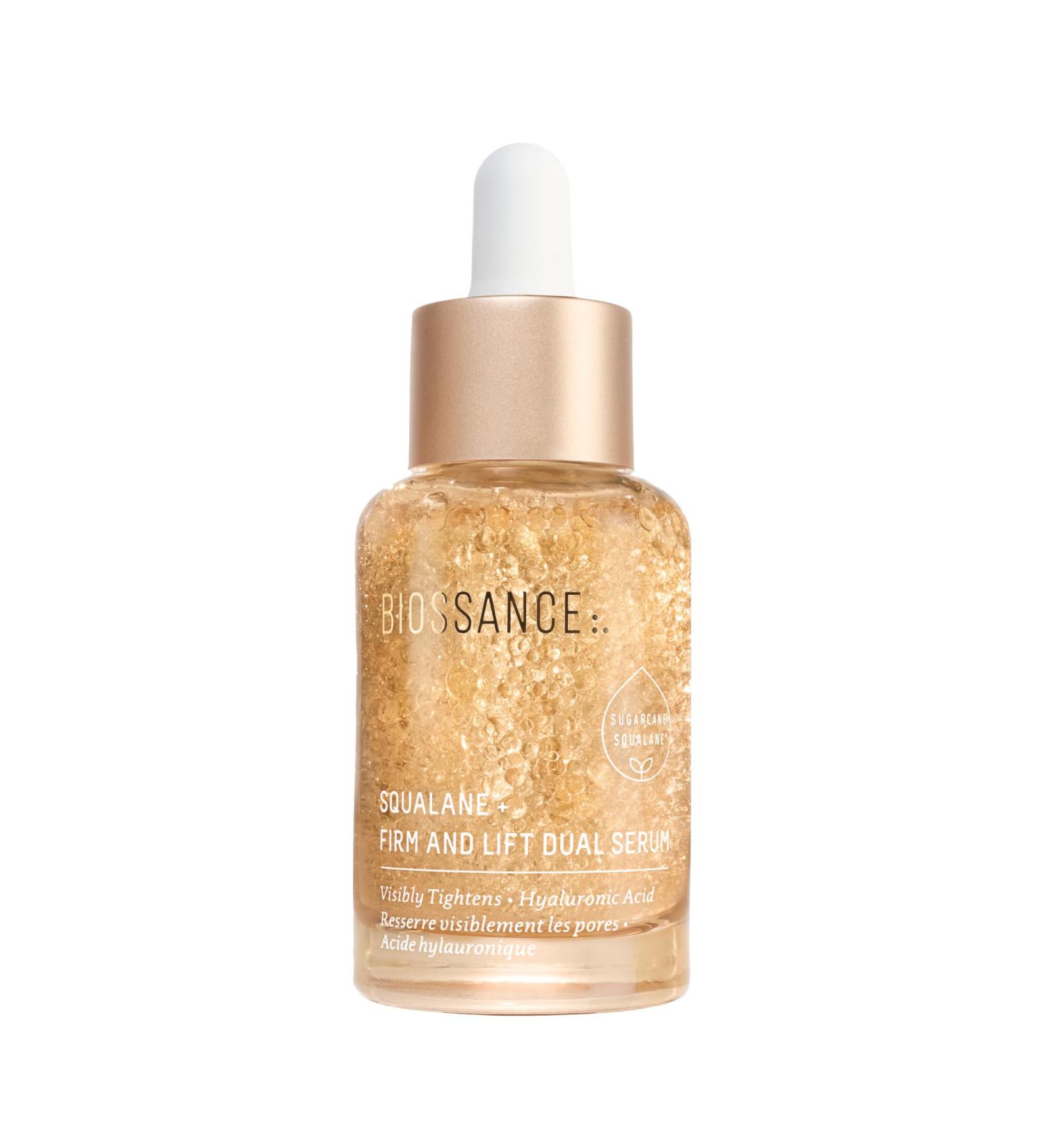 Biossance Squalane + Firm & Lift Dual Serum Face Serum for Maturing Skin Lifts & Hydrates Reduces Wrinkles Hyaluronic Acid Squalane Ectoin Gravetye Giant & Bisabolol 30ml - Buy Online on GoSupps.com