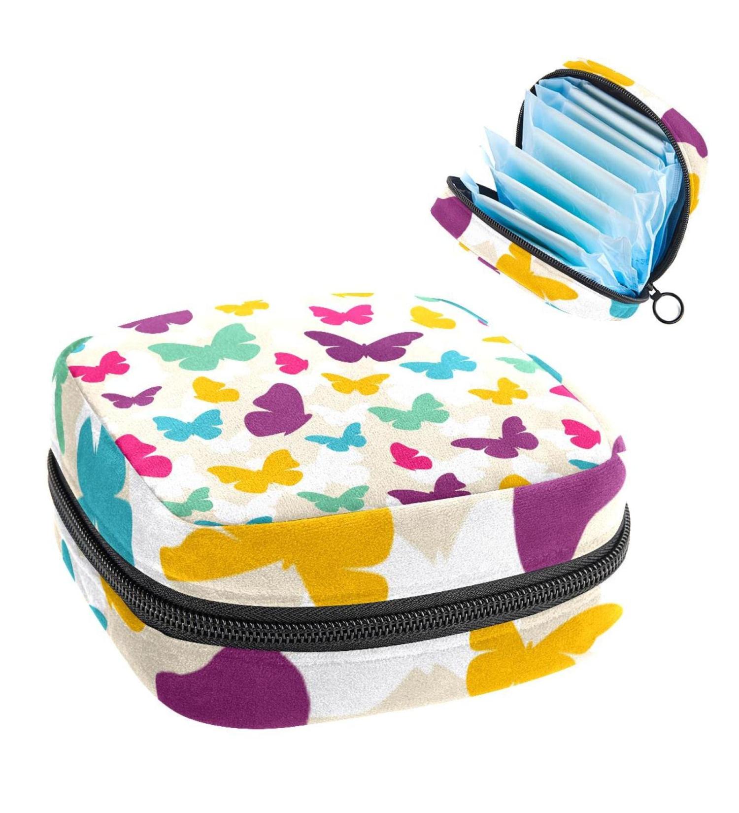Shop Stylish Women's Bonds Storage Bags | Portable Halter Period Kit - Colorful Butterfly Design - Buy Online on GoSupps.com