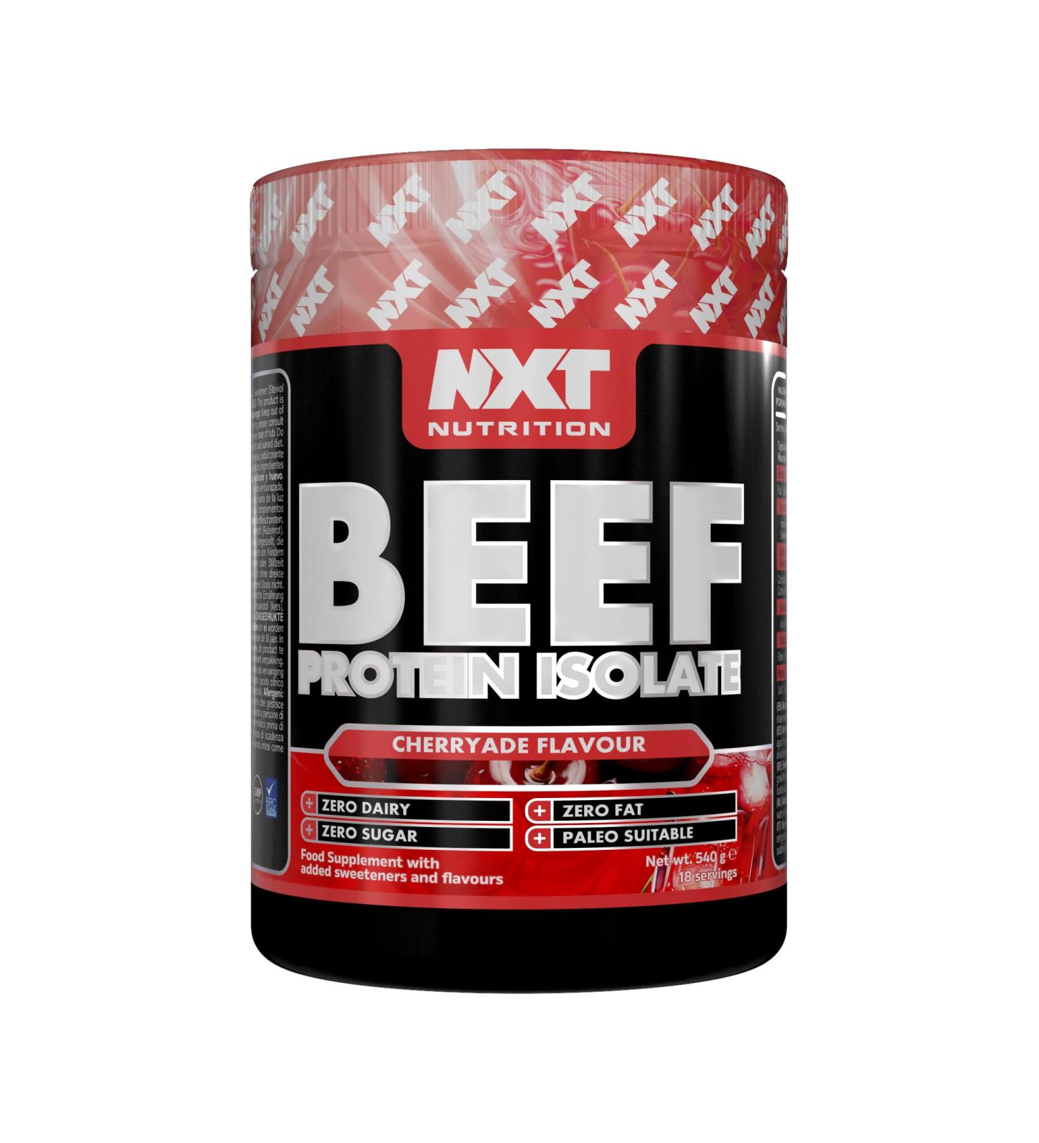 NXT Beef Protein Isolate 540g - High Protein Powder in Natural Amino Acids - Paleo Keto Friendly - Dairy and Gluten Free - 540g - Cherryade - Buy Online on GoSupps.com