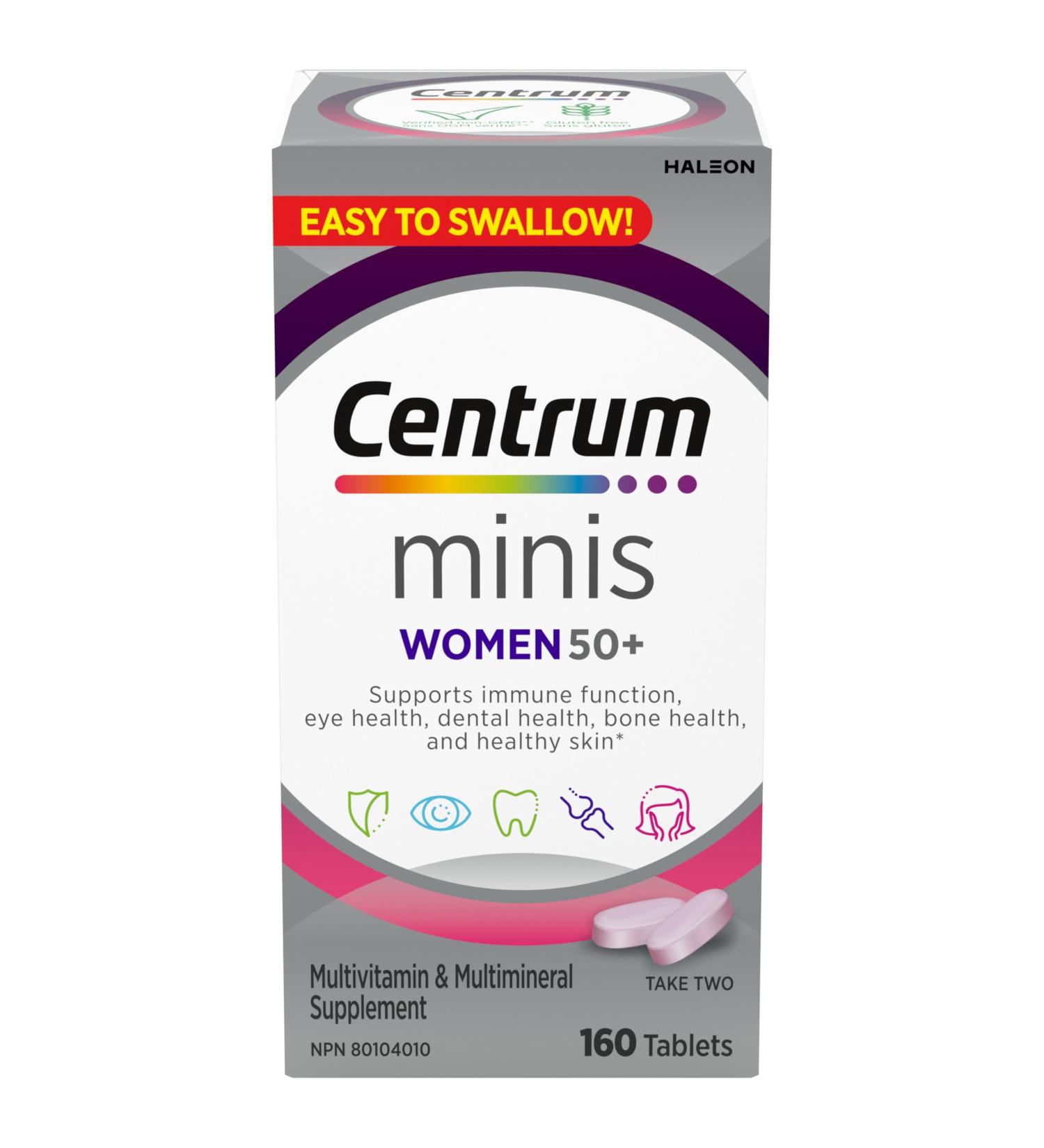 Centrum Women 50 Plus Multivitamins/Minerals Supplement for Women 50+ 160 Mini Tablets Unflavored 160 count (Pack of 1) - Buy Online on GoSupps.com