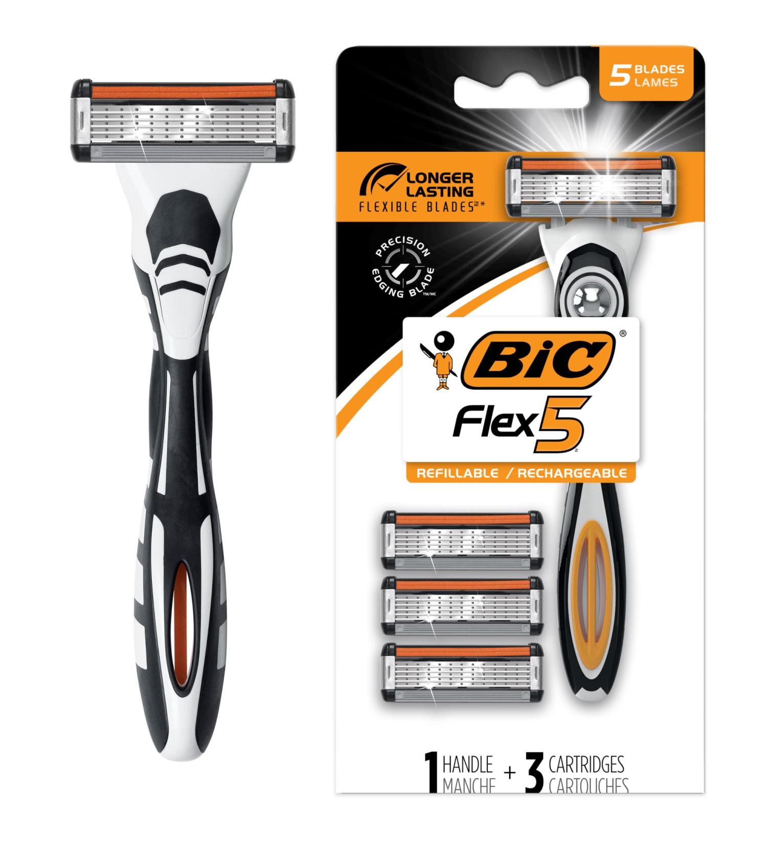 Bic Flex 5 Hybrid Razor - 1 Handle & 3 Cartridges | International Shipping Available - Pack of 3 - Buy Online on GoSupps.com