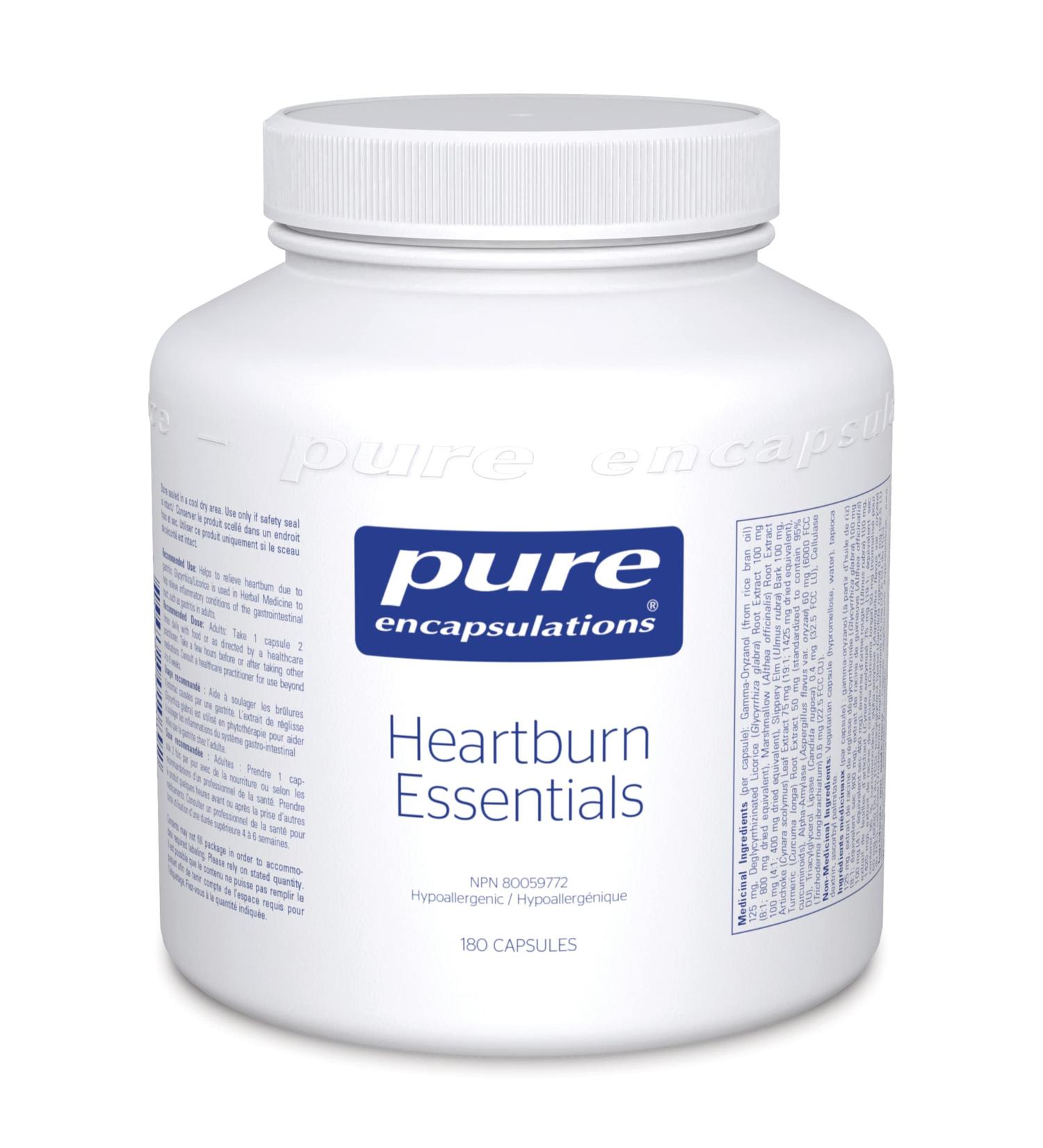 Pure Encapsulations - Heartburn Essentials - Dietary Supplement Helps Decrease Occurrences of Occasional Heartburn and Indigestion* - 180 Vegetable Capsules - Buy Online on GoSupps.com