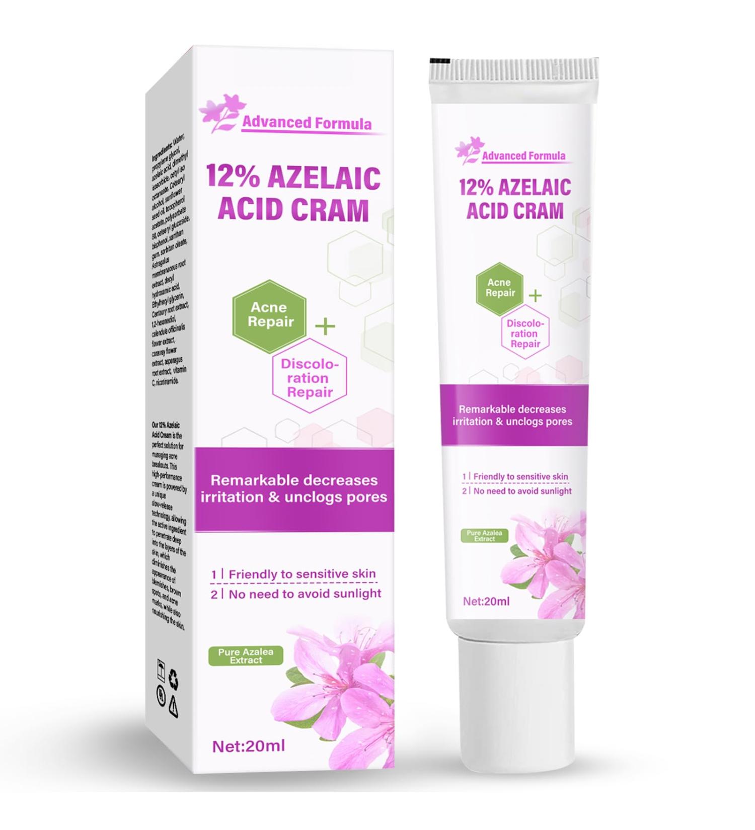 Azelaic Acid Serum Cream 12% Azelaic Acid Cream Redness Relief Face Balance Excess Sebum 20ml - Buy Online on GoSupps.com