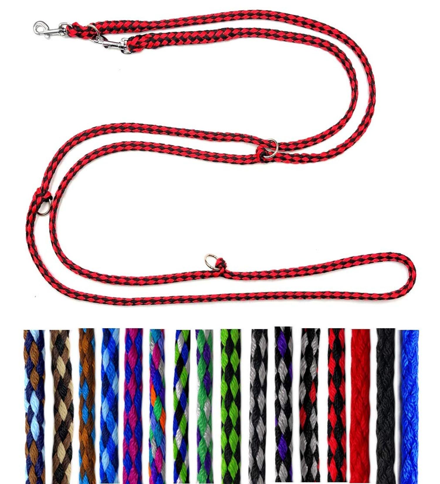 Dog Linen Leash for Small Dogs (Up to 15 kg) - Lightweight & Durable Adjustable 2.40m 2.80m 3.50m - Chic Black-Red Design - Buy Online on GoSupps.com