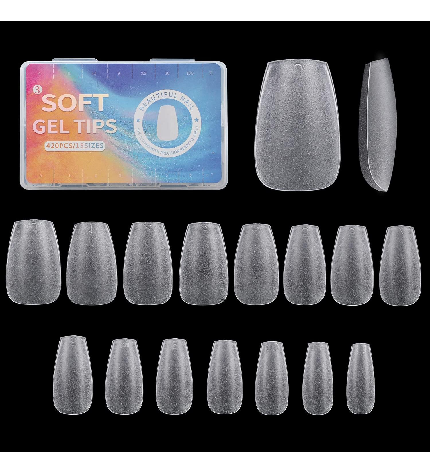 Short Coffin Nail Tips 420pcs | Etercycle Upgraded Double-sided Matte Gel Tips for Nail Extensions | Full Cover Acrylic False Nails | Home DIY Nail Salon | 15 Sizes with Box - Buy Online on GoSupps.com