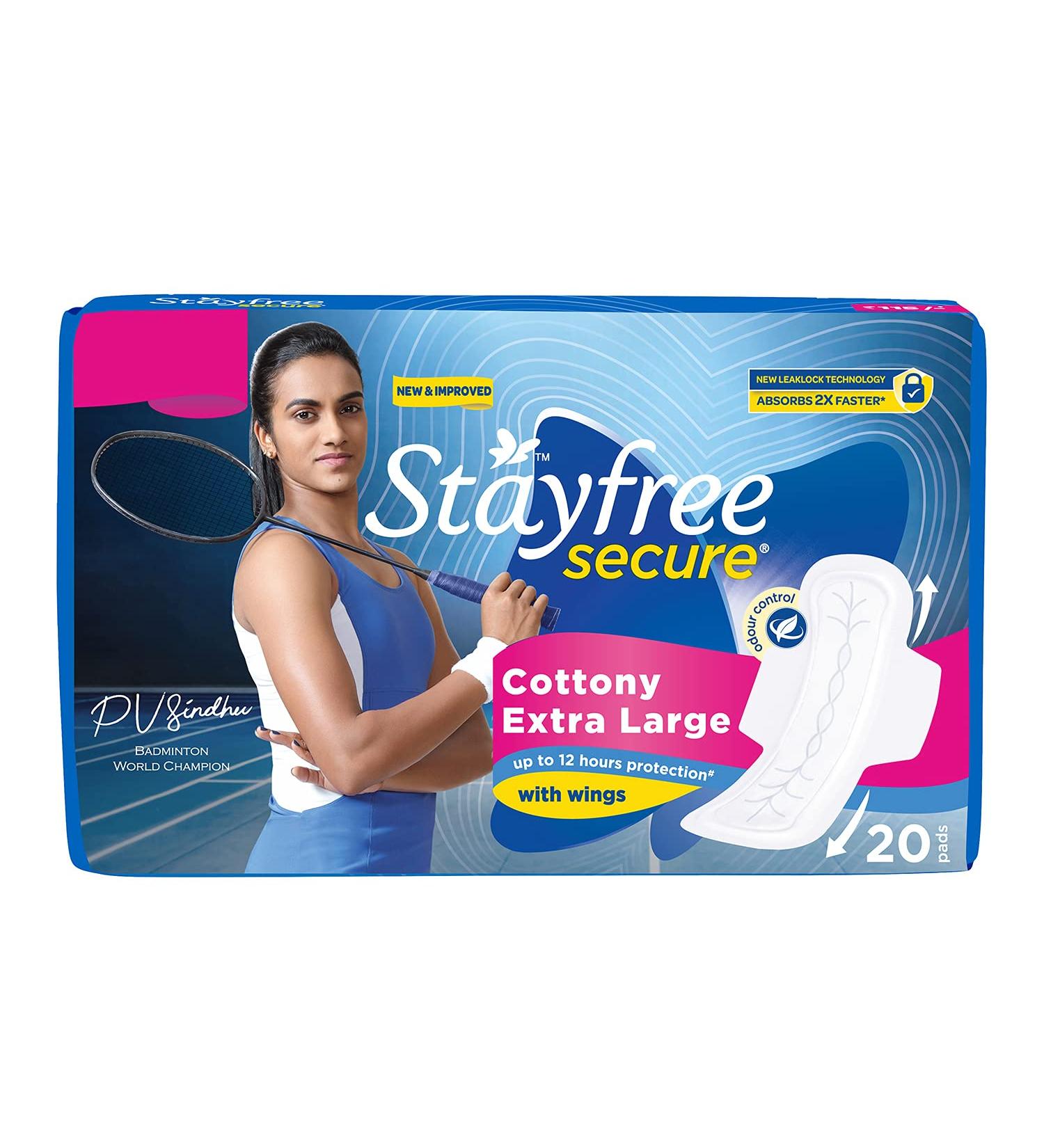Stayfree Secure Cottony XL Pads - 20 Count | Soft & Absorbent Feminine Hygiene | International Shipping Available - Buy Online on GoSupps.com