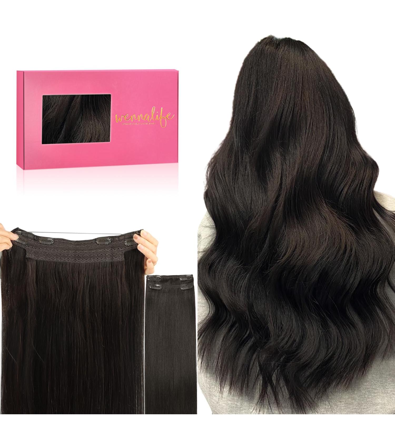 WENNALIFE Secret Hair Extensions Real Hair 35 cm 14 Inches 105 g Dark Brown Flip in Extensions Real Hair Extensions Real Hair Extensions with Wire Remy Invisible Hair Extensions - Buy Online on GoSupps.com