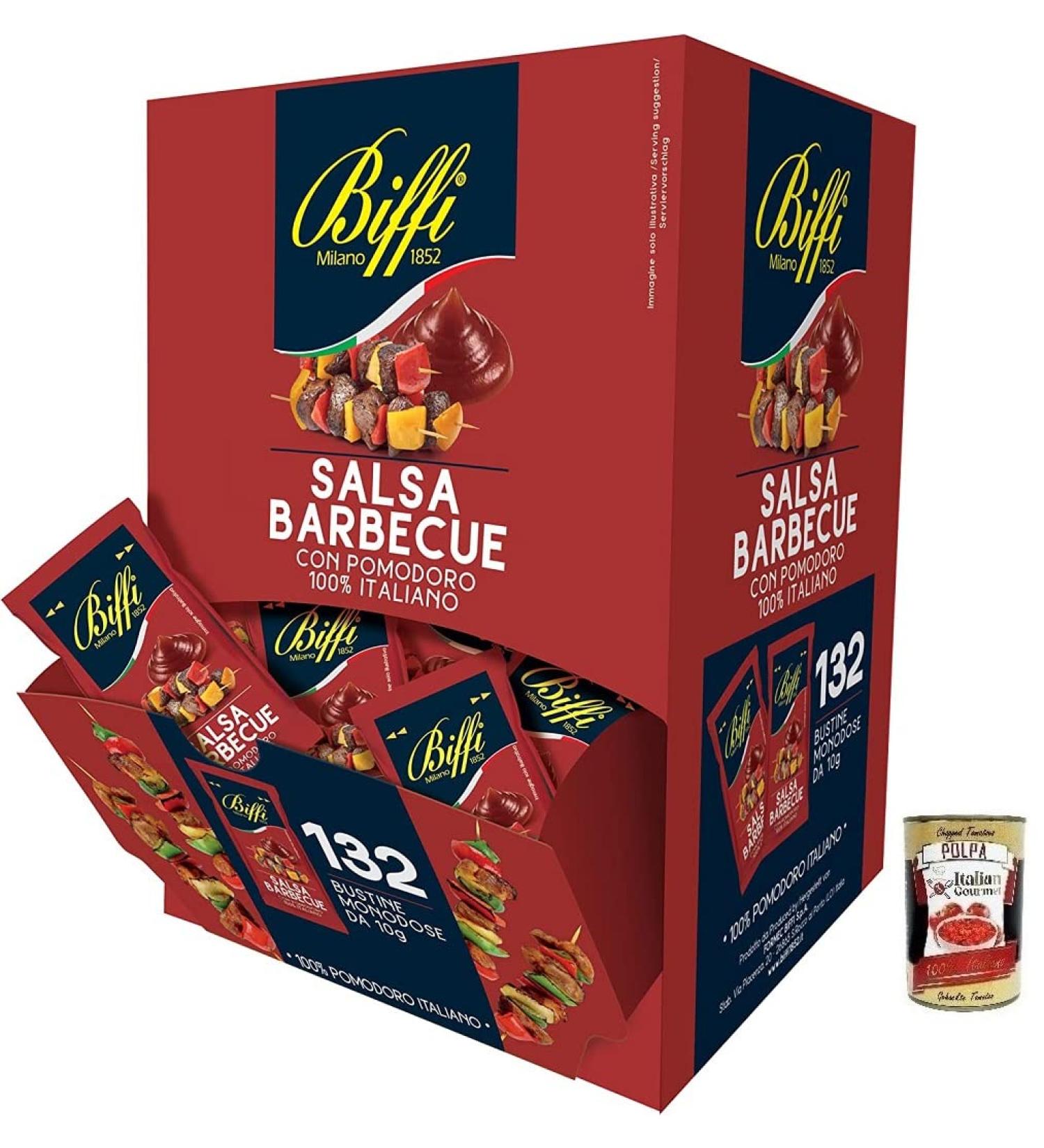 Italian Gourmet E.R. Biffi Salsa Barbecue Sauce with 100% Italian tomatoes 132 individual 10g sachets mildly spicy + 400g box