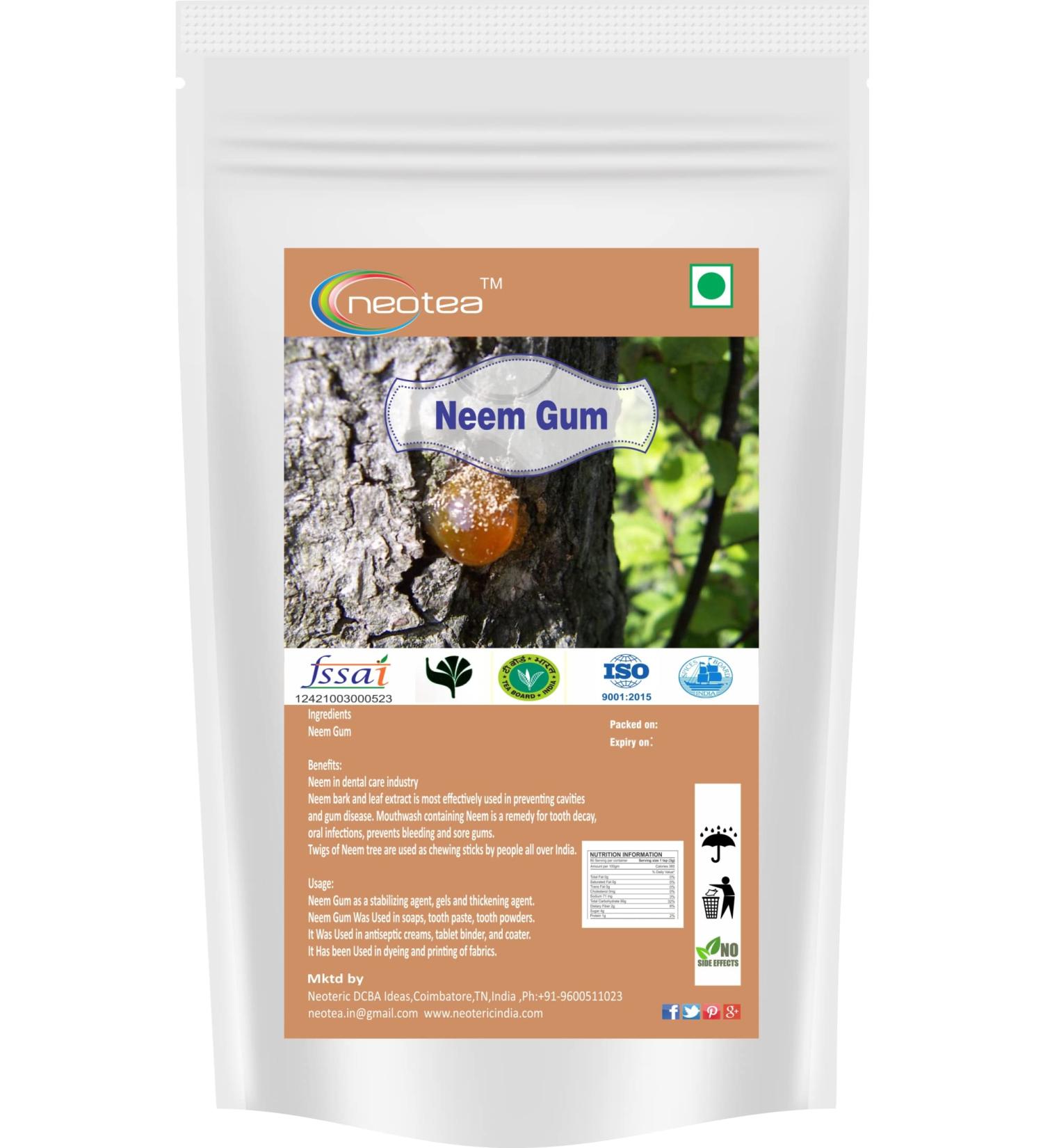 Neotea Natural Neem Gum 200GM (7.05 OZ) | Edible Herbal Resin | Raw & Natural | Cooling Summer Ingredient for Drinks & Wellness - Buy Online on GoSupps.com