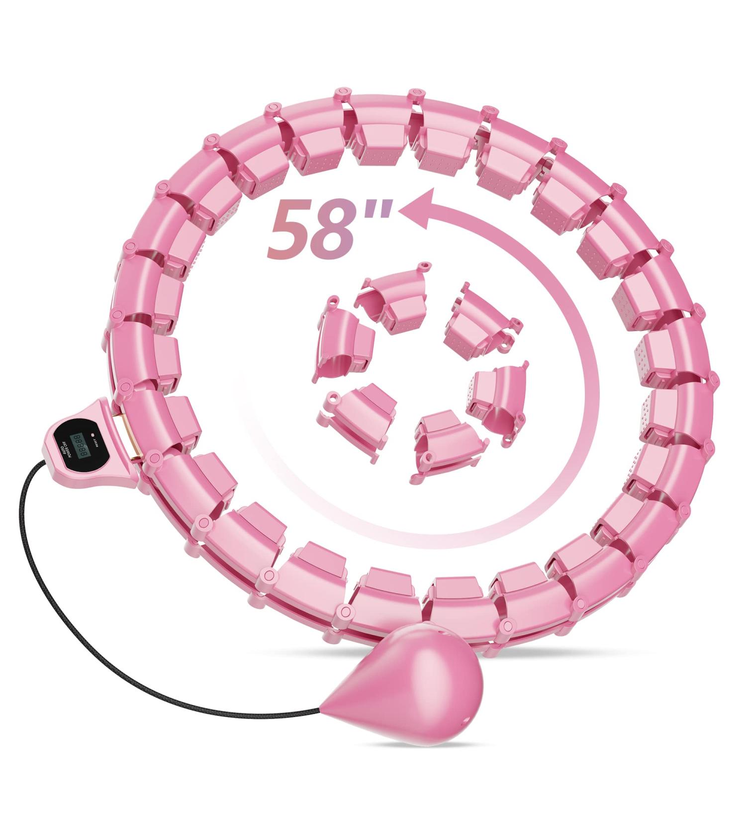 Weighted Hoola Exercise Fit Hoop for Weight Loss | 26 Detachable Knots | Infinity Silent Hoop with Counter | Pink - Buy Online on GoSupps.com