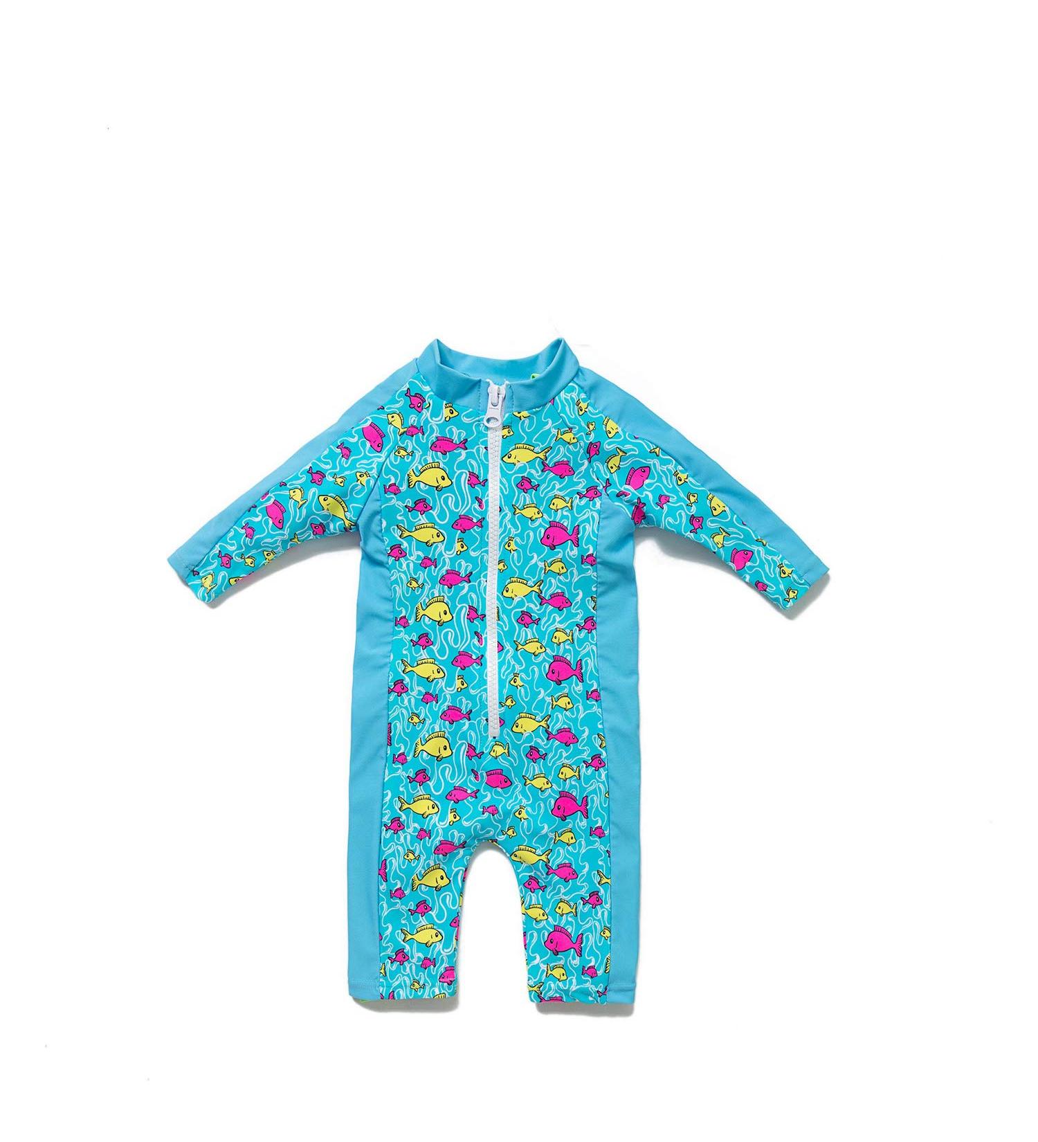 Bonverano Baby Boys Long-Sleeve Swimsuit UPF 50+ Sun Protection - Lake Blue 6-9 Months - Buy Online on GoSupps.com