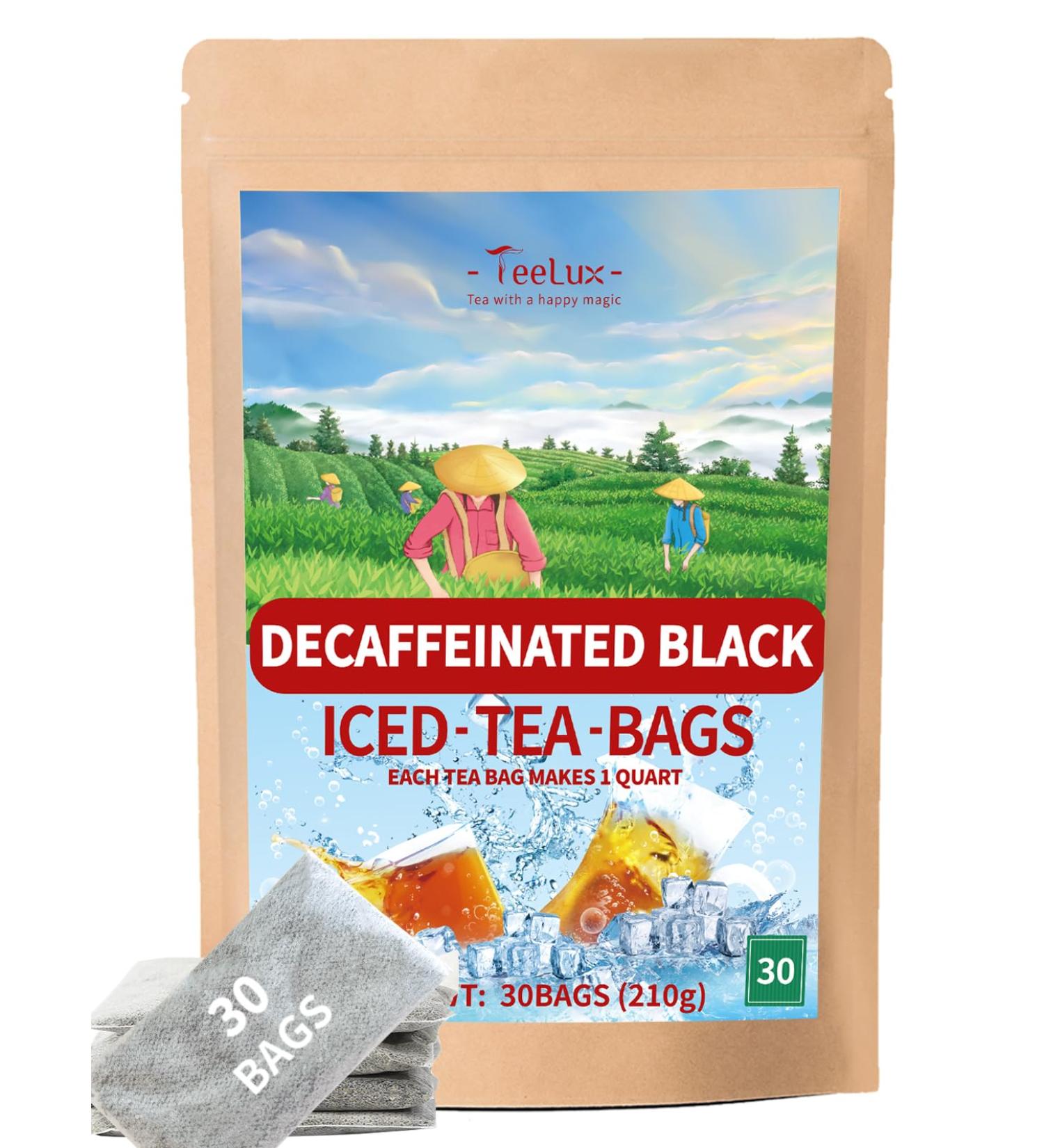 TeeLux Decaf Black Iced Tea Bags - Unsweetened & Smooth 30 Ct Family Size Tea Bags - Buy Online on GoSupps.com