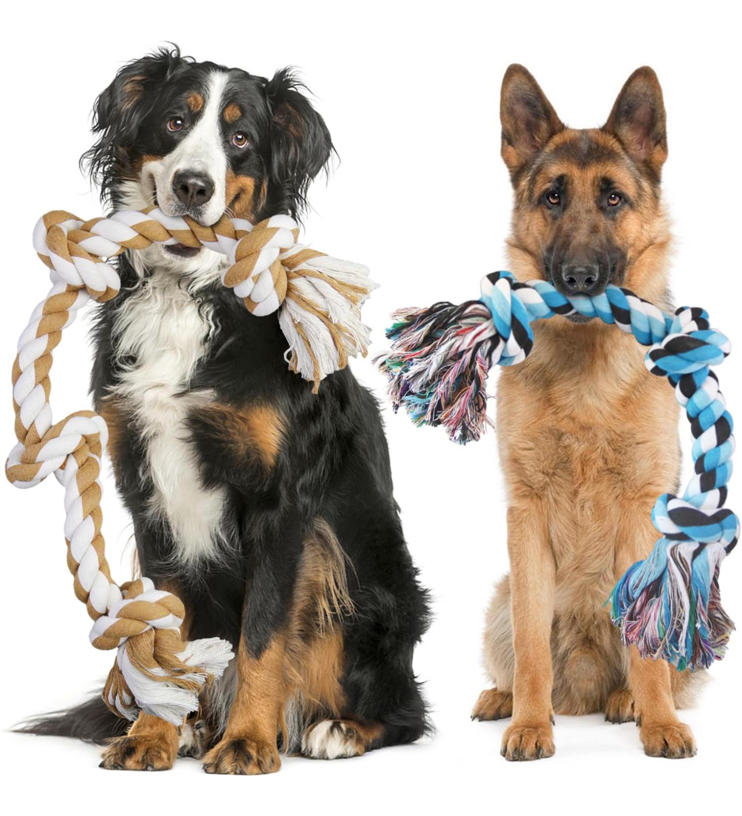 GaiusiKaisa Dog Rope Toy - Extra Large Indestructible 100% Cotton - Perfect for Aggressive Chewers Tug of War for Large & Medium Dogs - 74cm & 58cm - Buy Online on GoSupps.com