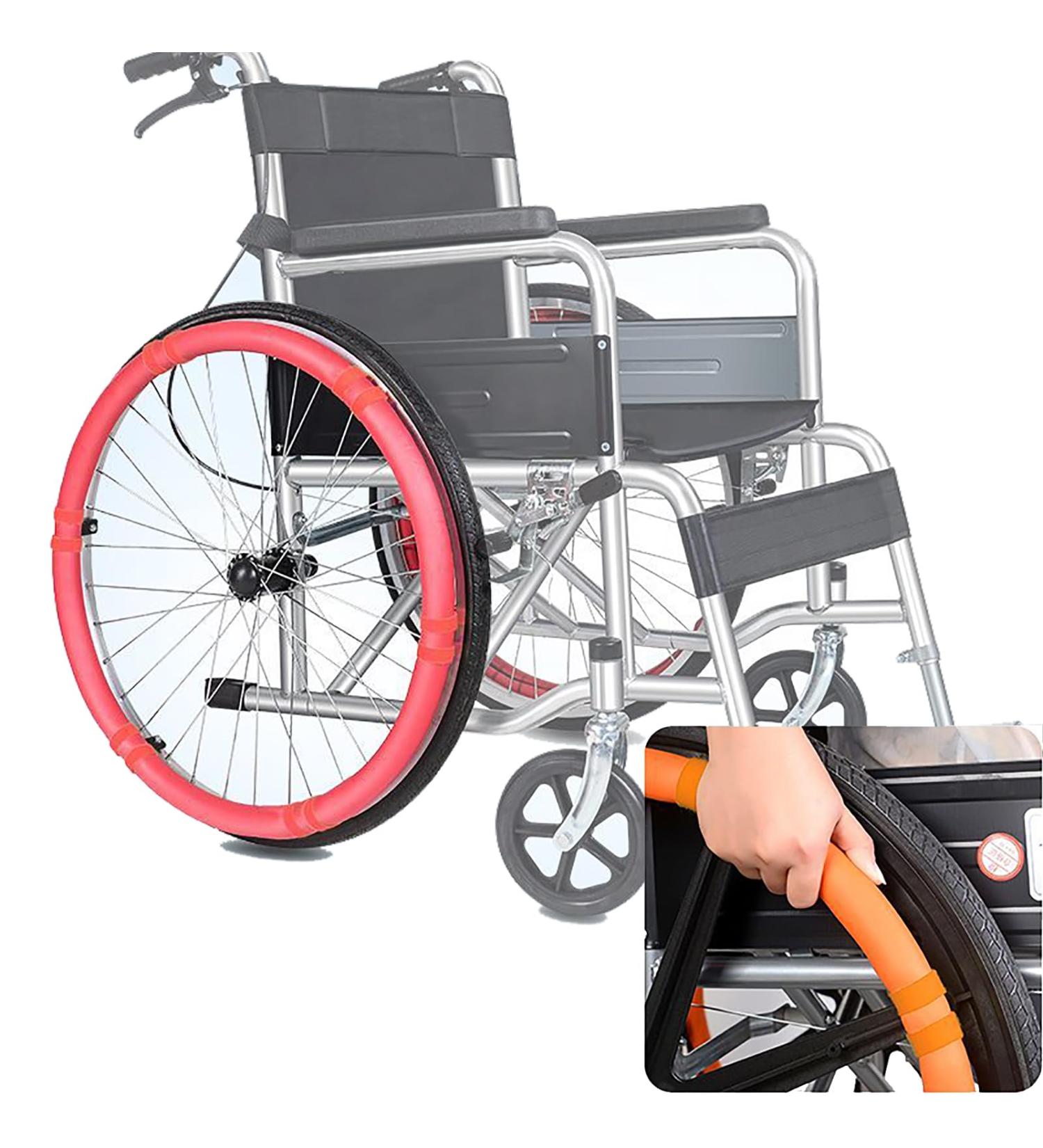 WhBeoy Wheelchair Push Rim Covers (20-24inch / 1pair) Rear Wheel Sports Wheelchair Cover Easy Installation Hand/Comfortable for Four Seasons 24/22inch A 24/22inch A - Buy Online on GoSupps.com