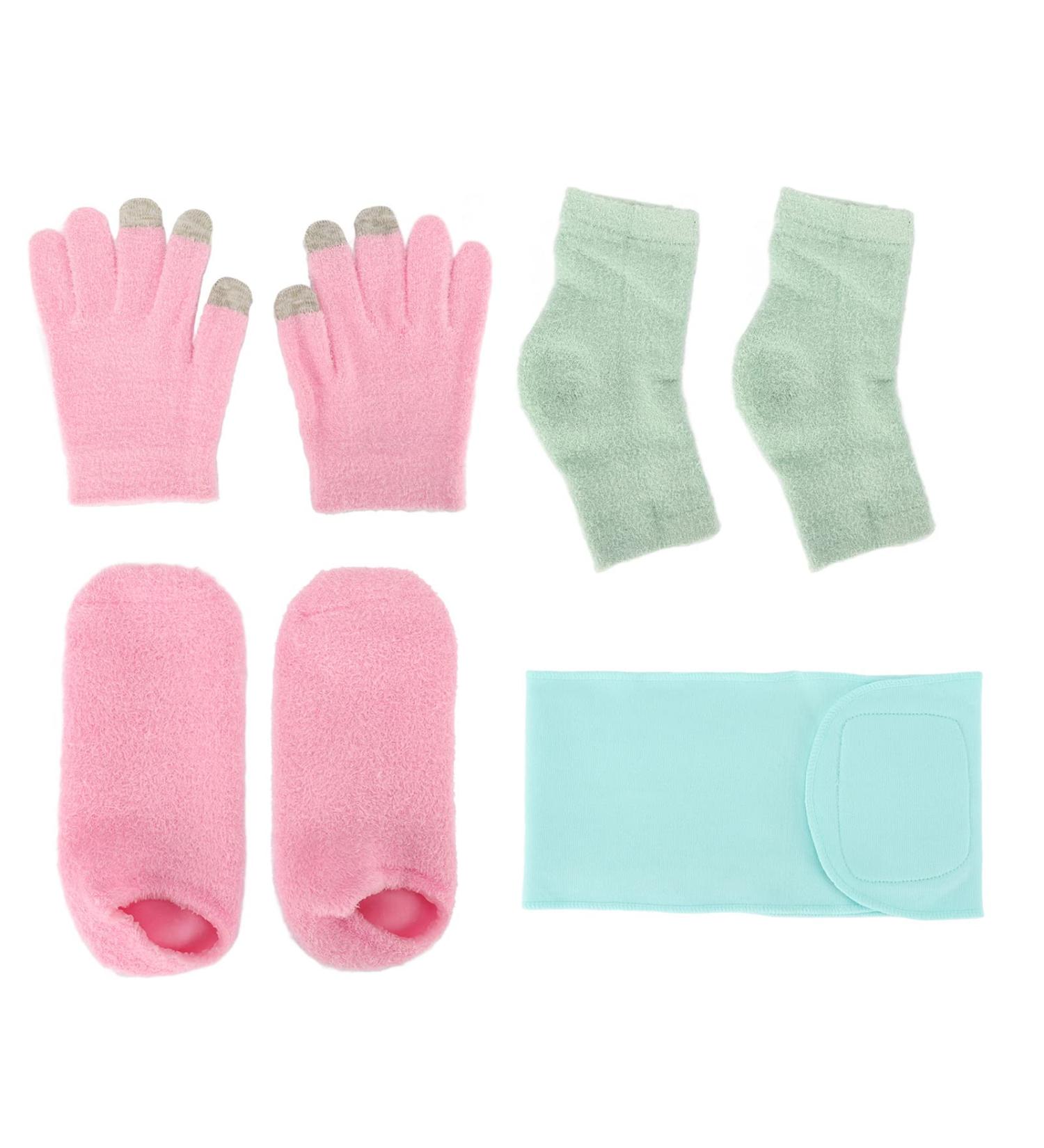Qukaim Moisturizing Spa Gloves Socks Moisturizing Gel Spa Gloves and Socks Set with Essential Oil Hydration Repair Gloves and Heel Socks Blue Neck Mask - Buy Online on GoSupps.com