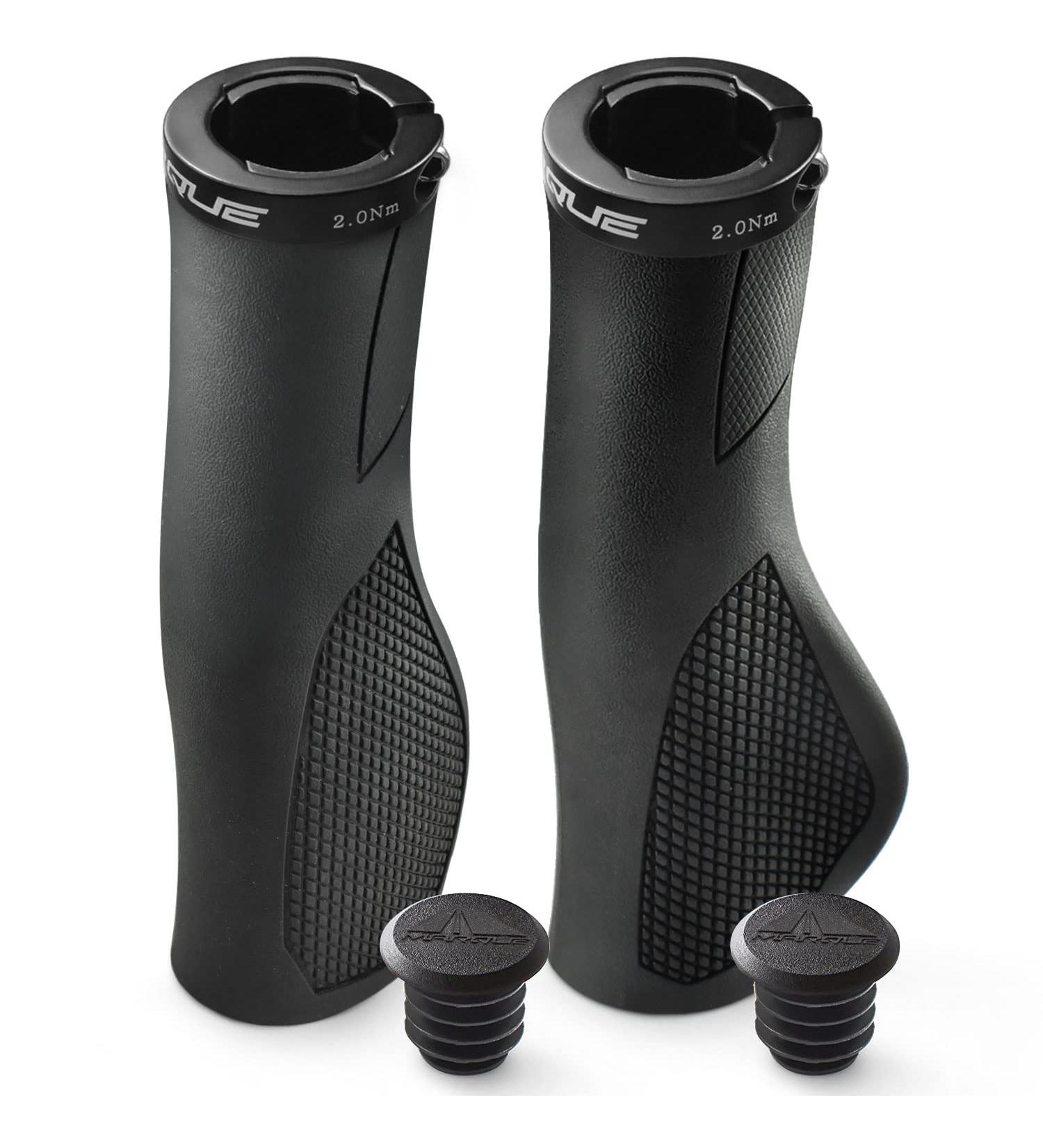 MARQUE Ergo Bike Handlebar Grips - Non-Slip, Ergonomic Design for Mountain, E-Bike, Hybrid, City Commuter Bikes - Black - Buy Online on GoSupps.com