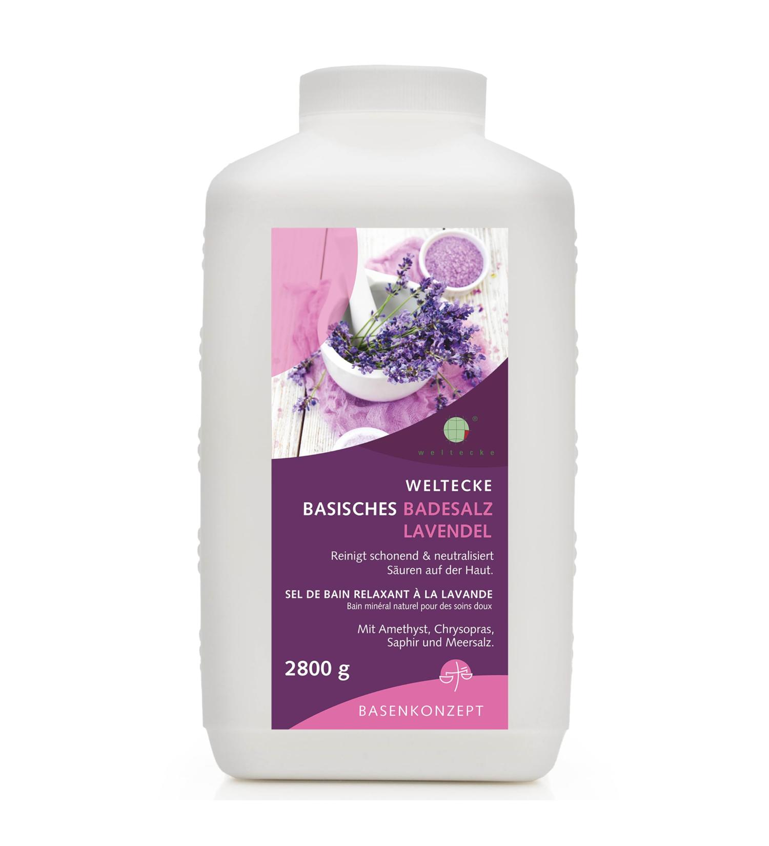 Weltecke Sels de bain basiques la lavande - 2 800 g - Bain de base relaxant avec parfum de lavande naturel - 100 % v g talien - Bien- tre pour la peau - Favorise la d toxification et l' quilibre de - Buy Online on GoSupps.com