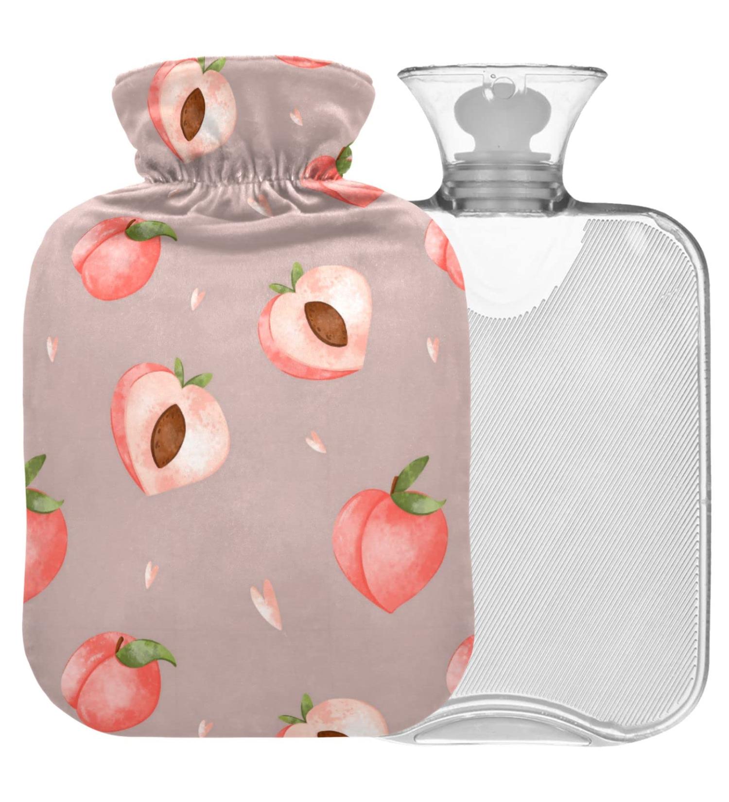 Naanle Cute Peach Heat Bottle with Cover - 1L Hot Water Bottle for Bed Hands & Feet - Heat & Cold Therapy - International Shipping - Buy Online on GoSupps.com