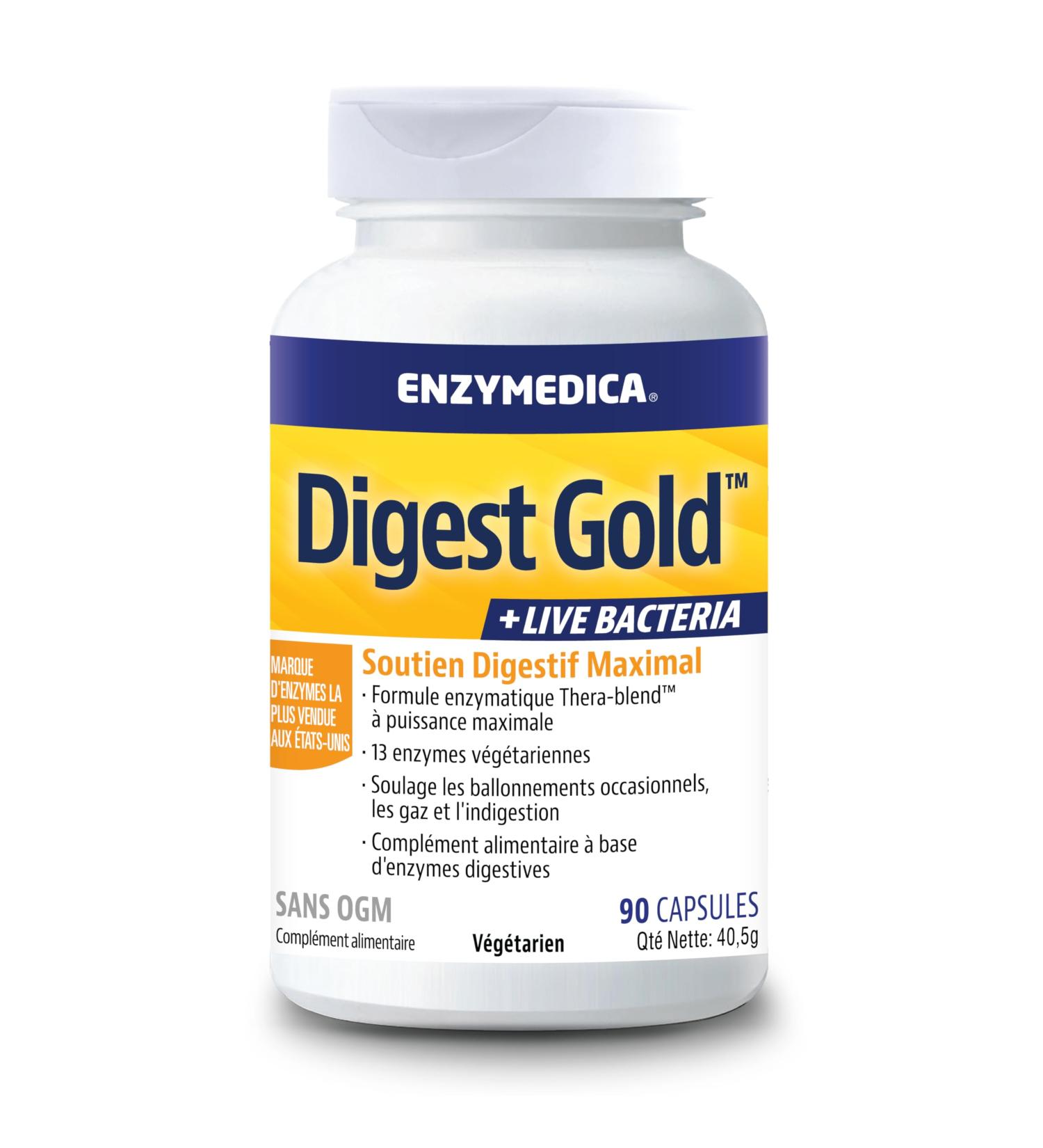 Enzymedica Digest Gold + Live Bacteria Fast Acting Enzymatic Formula Enhances Nutrient Absorption & Energy Gluten Free D - Buy Online on GoSupps.com