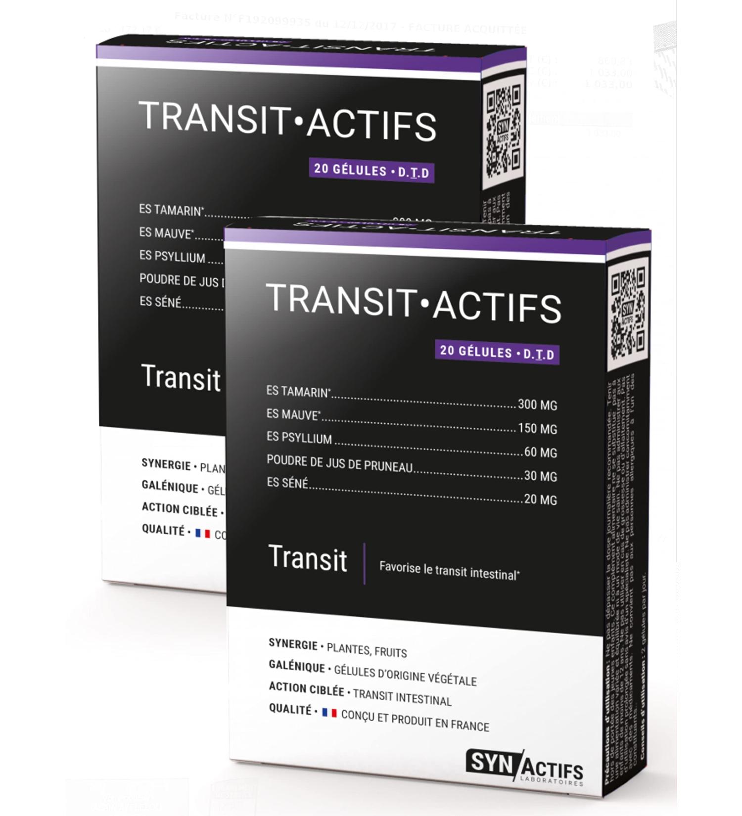 SYNActifs - LAX Actives - Dietary Supplement to Improve Intestinal Transit - Rhubarb Tamarind Psyllium Fig - Pack of 2 x 20 Capsules - Buy Online on GoSupps.com