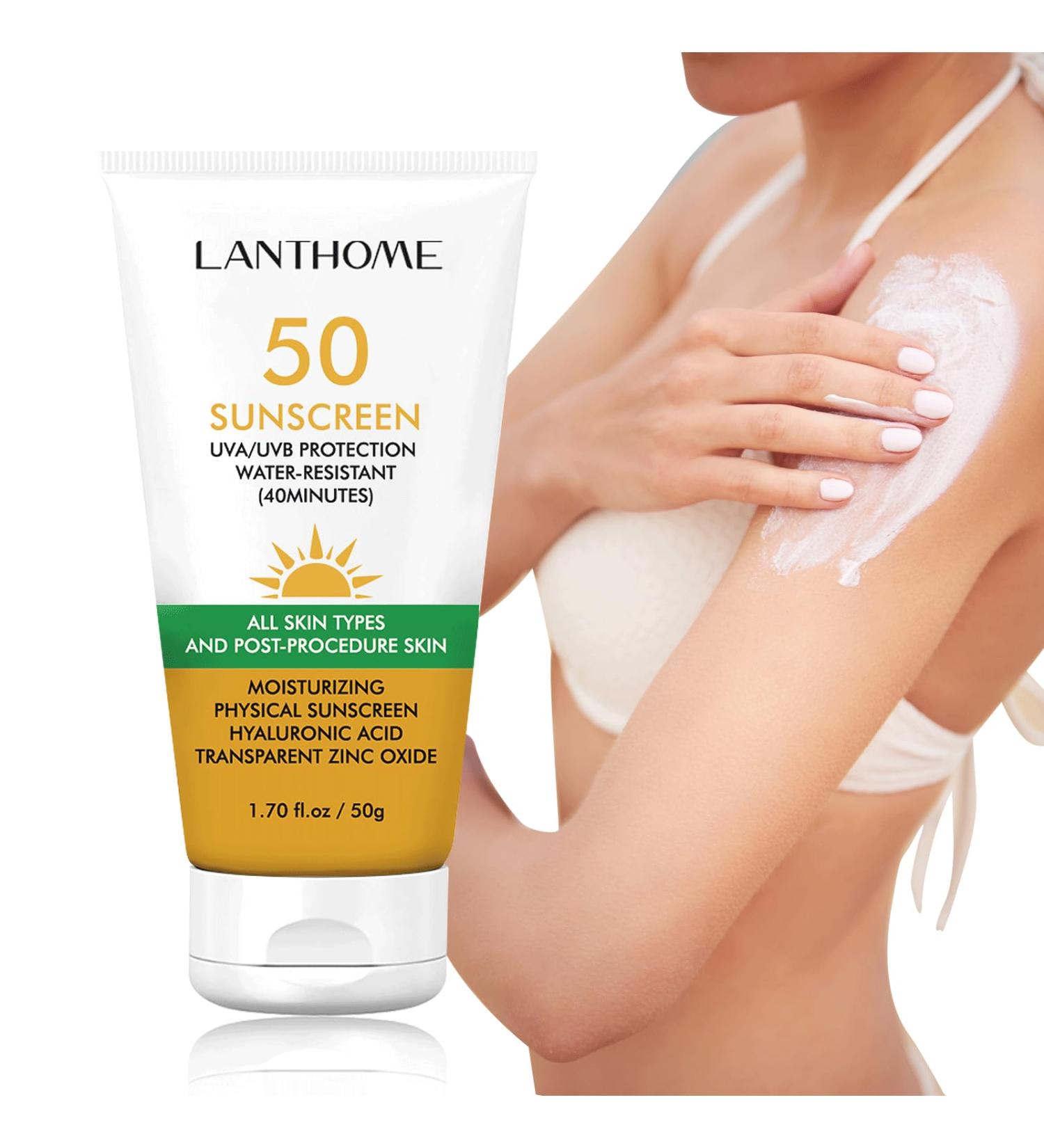 Trendyfave Sunscreen SPF 50 High UVA/UVB Protection Zinc Oxide Sunscreen Water Resistant Face Sunscreen Non-Greasy Broad-Spectrum Formula Moisturises & Protects Skin Sun Screen 50g - Buy Online on GoSupps.com