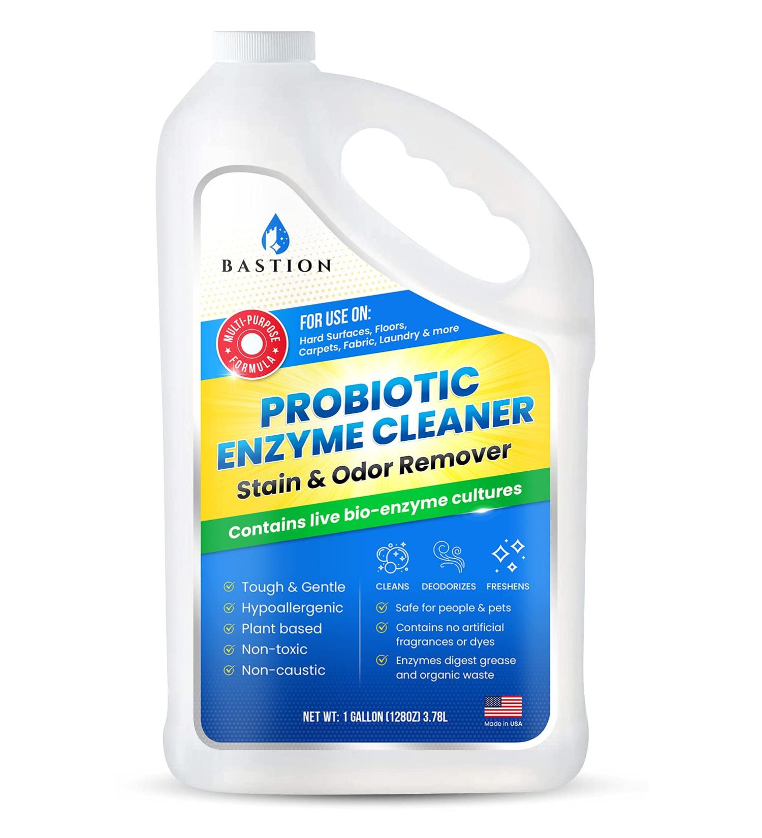 Probiotic Enzyme Cleaner - Professional Strength Stain & Odor Remover - One Gallon Natural Bio-Enzymatic Formula - No Rinse Dye Free - 128 Fl Oz - Buy Online on GoSupps.com