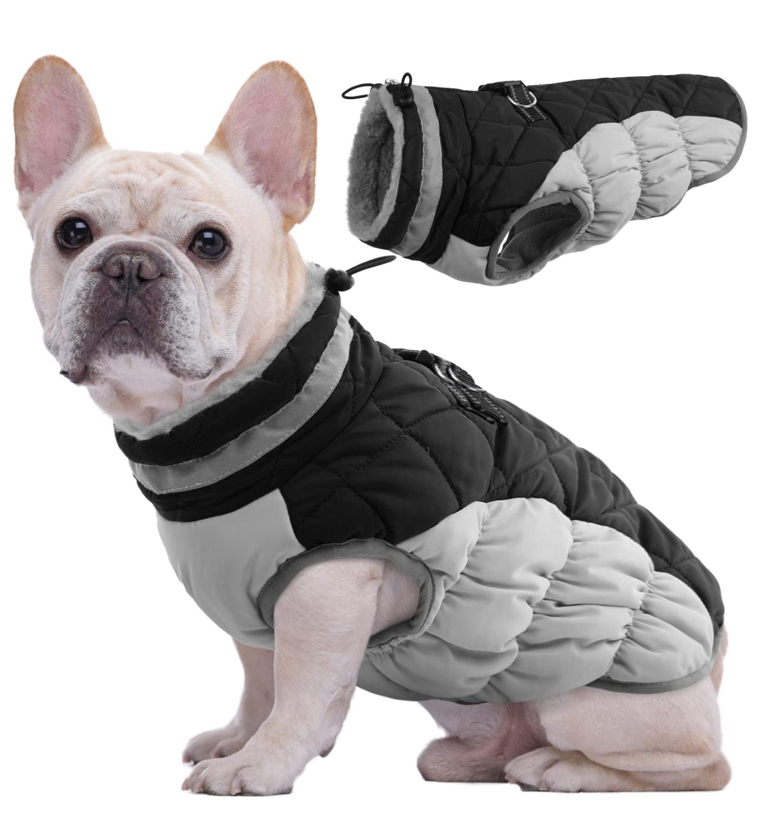 Kuoser Waterproof Dog Coat - Warm Cold Weather Jacket for Small & Medium Dogs | Cozy Fleece-Lined Reflective Vest | S Black - Buy Online on GoSupps.com