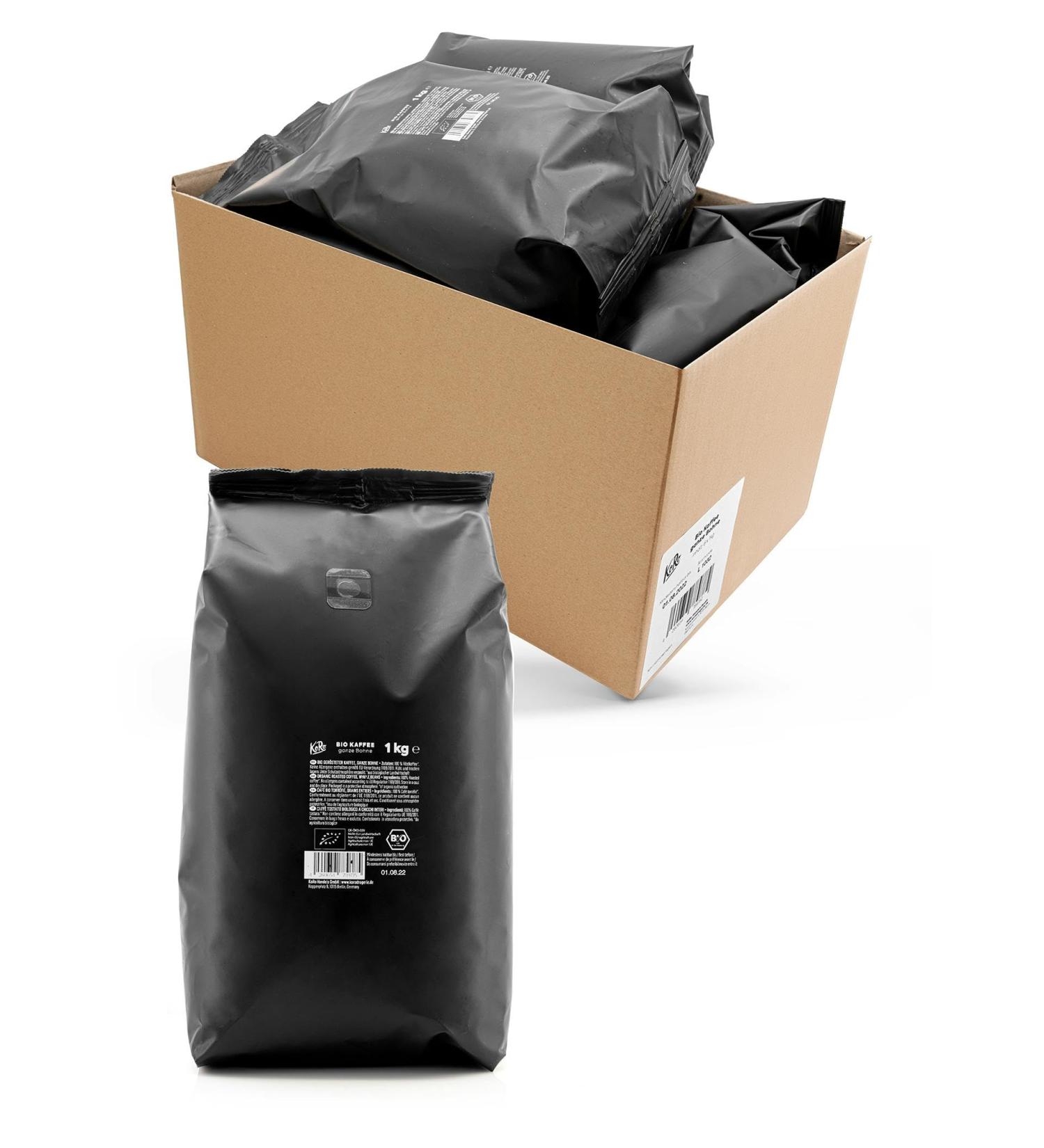 KoRo - Organic black coffee beans 6 x 1 kg - Balanced taste - Intense aroma - Gentle roasting - Organic quality - Buy Online on GoSupps.com