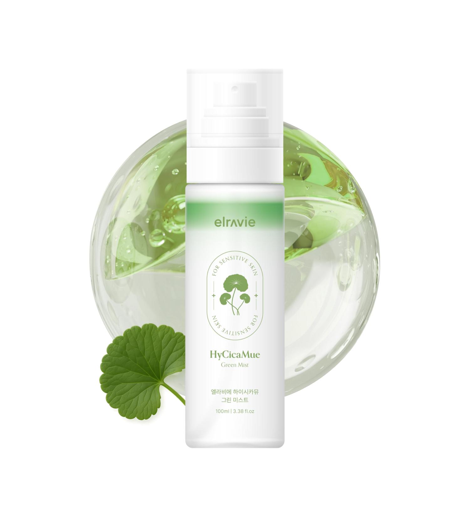 elravie HyCicaMue Green Face Mist | Ultra-Fine Face Spray for Instant Calming & Moisturizing | Cica Peptide Ceramide Hyaluronic Acid | Reduce Excess Sebum & Soothe Irritated Skin | Korean Skin Care - Buy Online on GoSupps.com