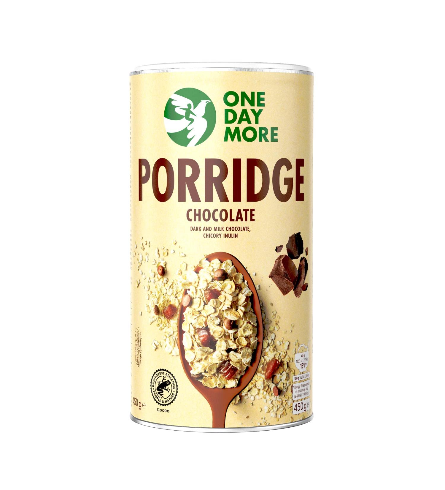 OneDayMore Porridge Double Chocolat | 450g | Flocons d avoine avec chocolat noir et au lait | Haute teneur en fibres | Source de prot ines - Buy Online on GoSupps.com