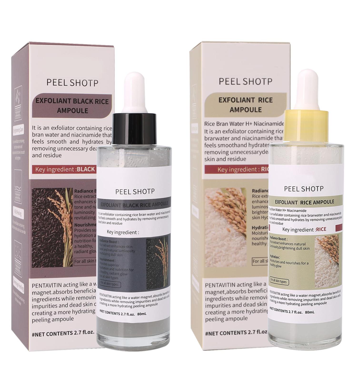 Black Rice Exfoliant Peel Shot Rice Ampoule Duo Set White and Black Rice Exfoliating facial mask .Reduce blackheads shrink pores suitable for all skin types 2.03Fl Oz (Pack of 2) - Buy Online on GoSupps.com