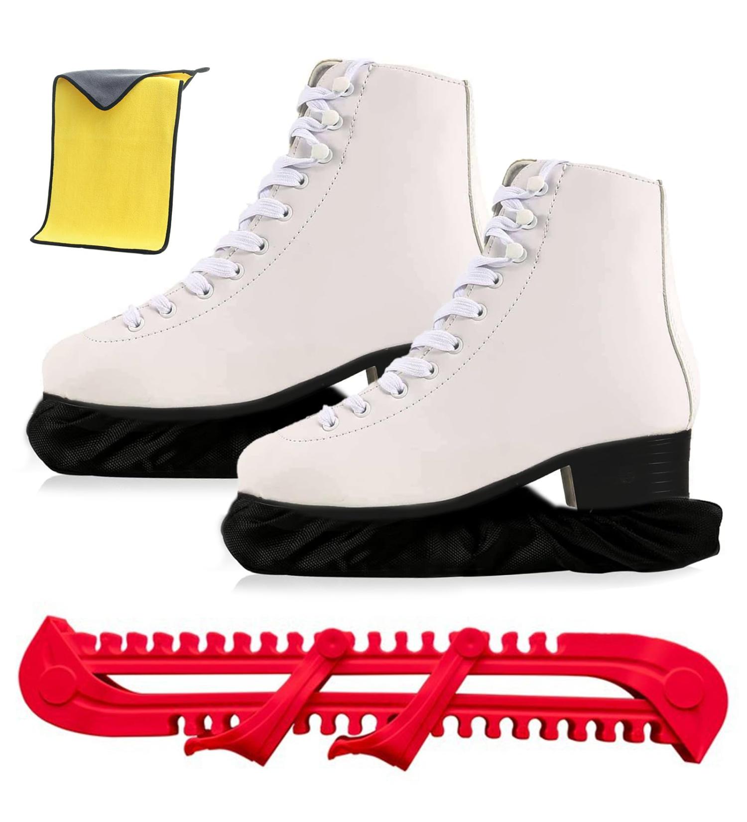 Dazztime Runner Skating Shoes - Ice Skating Runners with Elastic Shades Adjustable Protection and Towel | Adult & Kids | Red - Buy Online on GoSupps.com