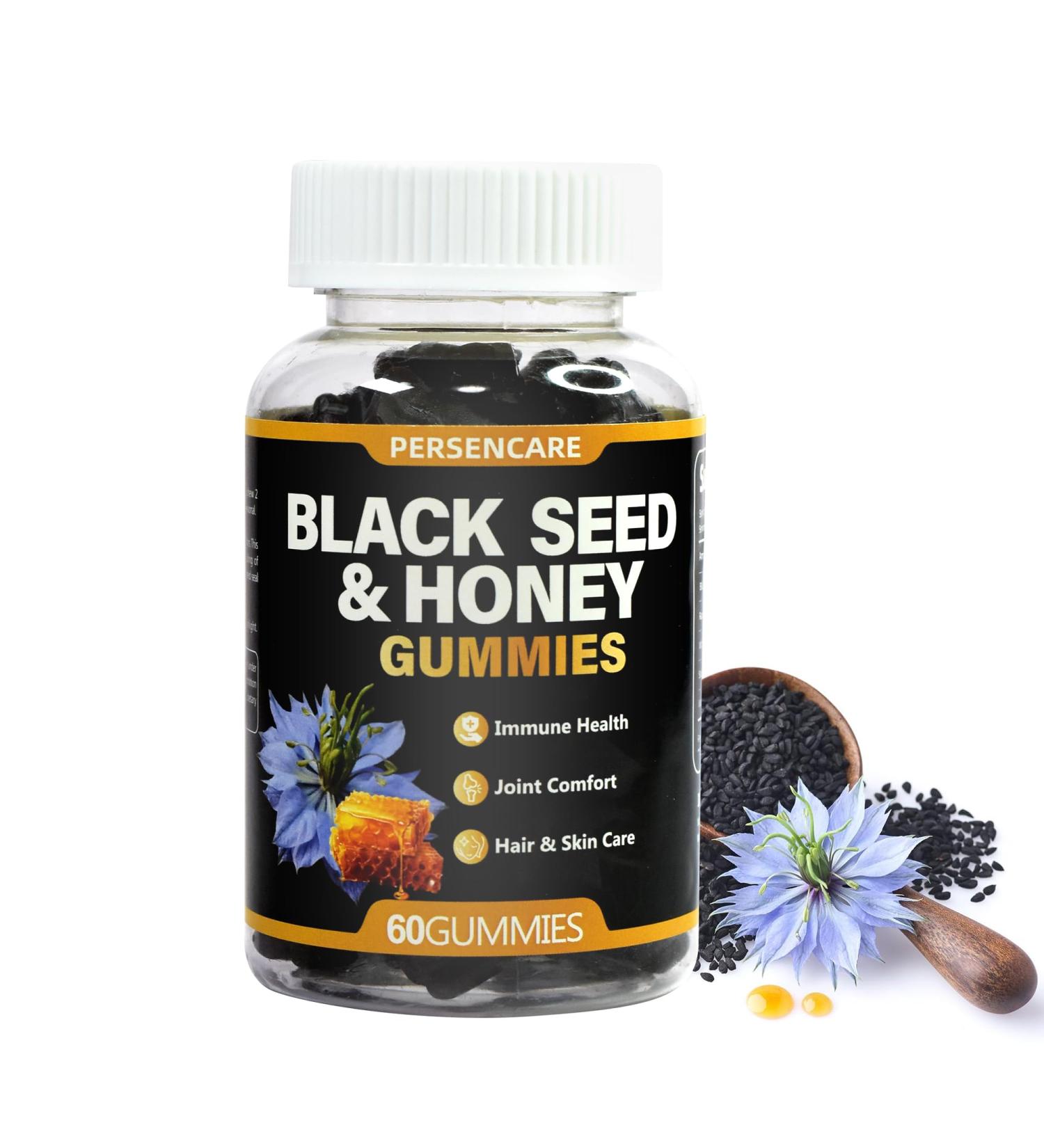 VAEYAE 60 Count Black Seed Oil & Honey Gummies, Natural Nigella Sativa Seeds and Mushroom Extract - antioxidant for Immune Support, Joints, Digestion, Hair & Skin Care Gummy - Buy Online on GoSupps.com