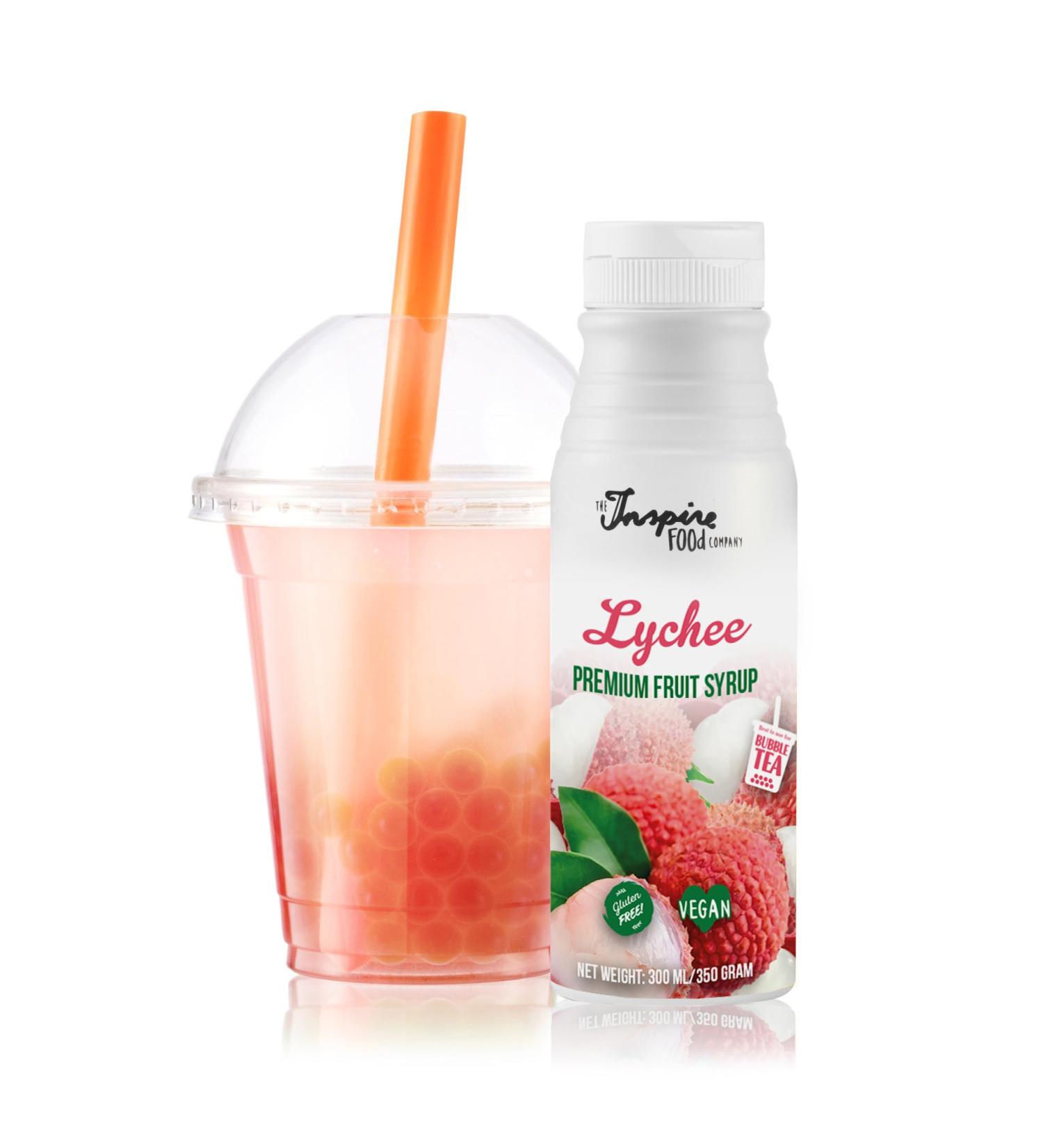 The Inspire Food Co. Lychee Fruit Syrup for Bubble Tea - 300ml | Vegan Gluten-Free Boba Tea Mix for Smoothies & Slushes - Buy Online on GoSupps.com