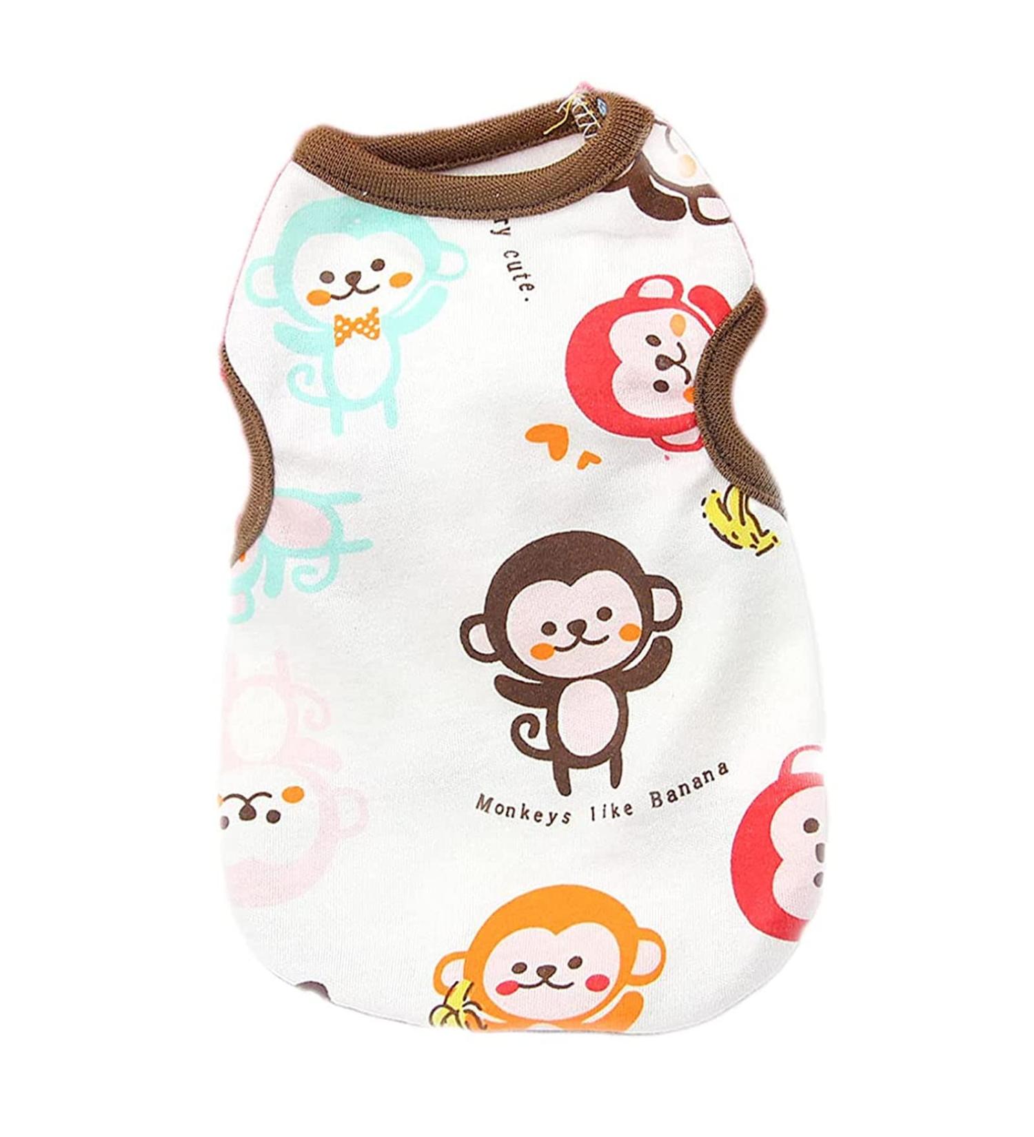 Cute Sleeveless Small Dog Shirt - Coffee Monkey Design for Chihuahua, Yorkie, Shih Tzu - Summer Pet Apparel (Large) - Buy Online on GoSupps.com