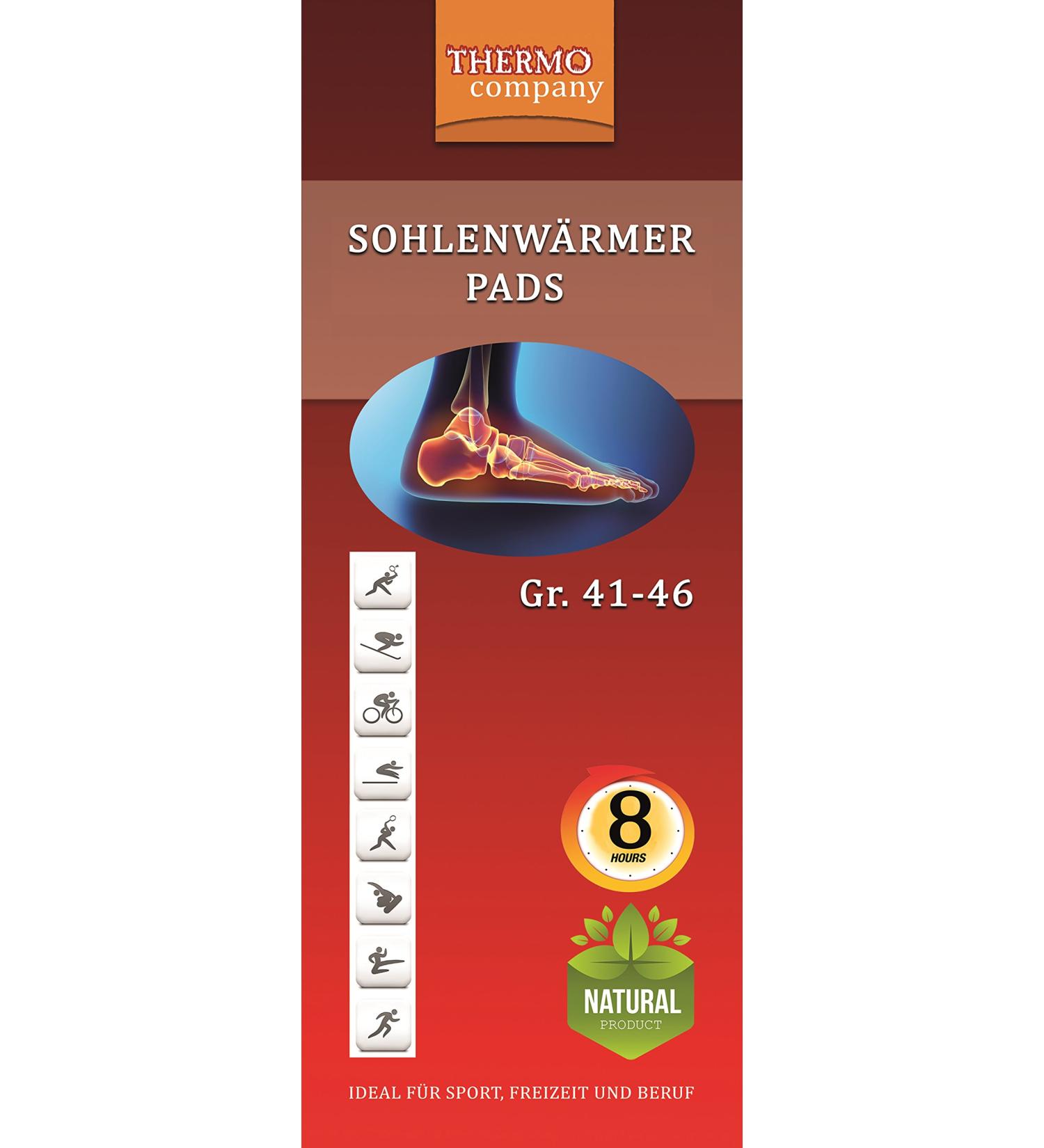 Thermo Company Solo Warmer Pads - Heat Insoles for Shoes (Size 41-46) | 8cm x 25cm | Up to 8 Hours | Non-Glued Foot Warmers (5-40 Pairs) - Buy Online on GoSupps.com