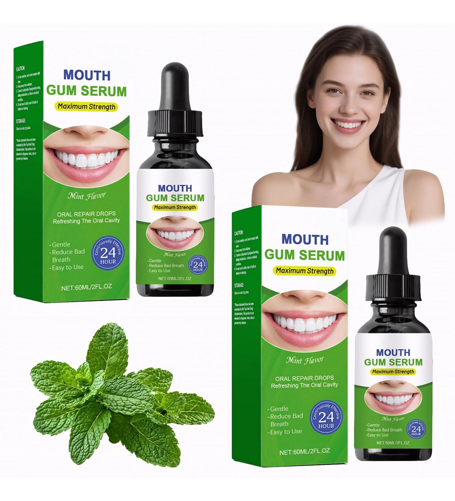2 Pcs Gum Restore Drops Gum Repair for Receding Gums and Stain Removal Bad Breath Treatment for Adults Oral Care Drops Mint 60ml - Buy Online on GoSupps.com