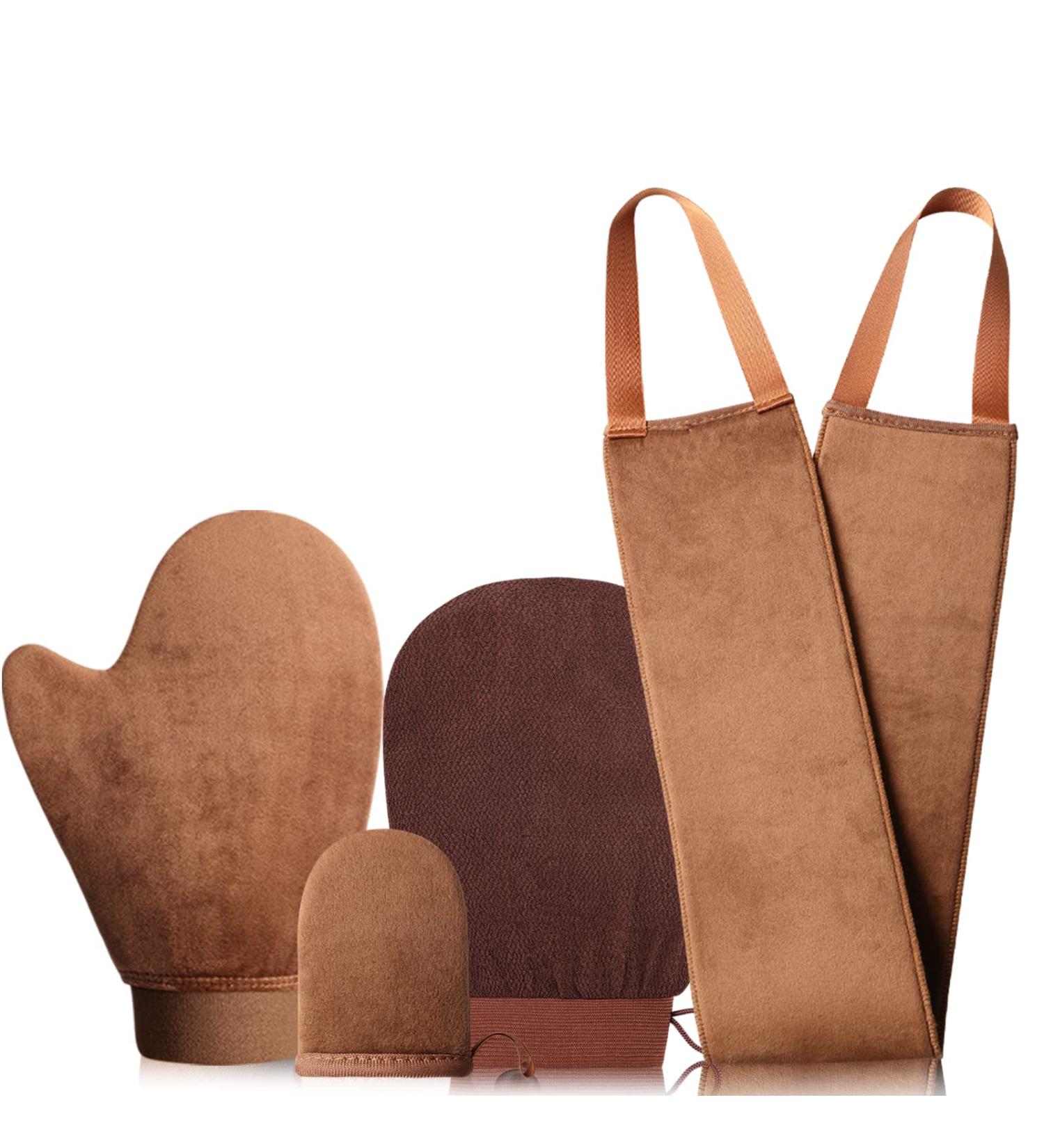 GAIYAH 4-in-1 Self Tanning Mitt Kit with Exfoliating Glove and Lotion Applicator - Buy Online on GoSupps.com