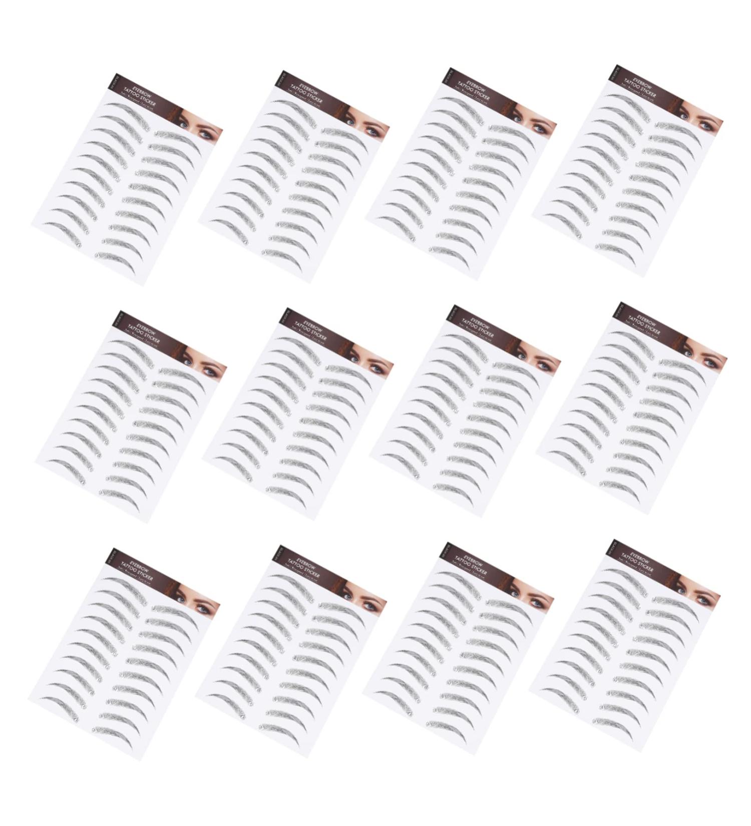 POPETPOP 12 Sheets waterproof eyebrow stickers eyebrow water transfer artificial eyebrows false eyebrows for 1 count (Pack of 1) Black - Buy Online on GoSupps.com