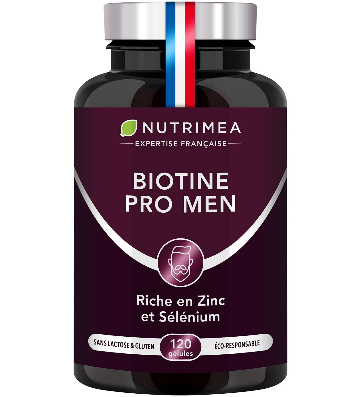 Beard & Hair Growth Complex - With Biotin Selenium Zinc & Organic Pumpkin Seed - Against Hair Loss and Baldness - Promotes Beard Growth - Nutrimea - Made in France - Buy Online on GoSupps.com