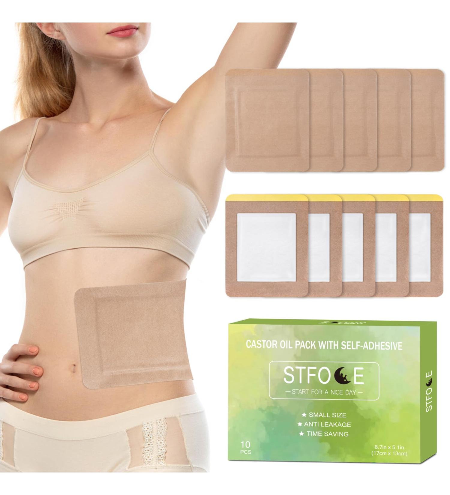10pcs Organic Castor Oil Pack Wrap - Self-Adhesive Anti-Leak No Wash - Portable Cotton Packs for Easy Use - Buy Online on GoSupps.com