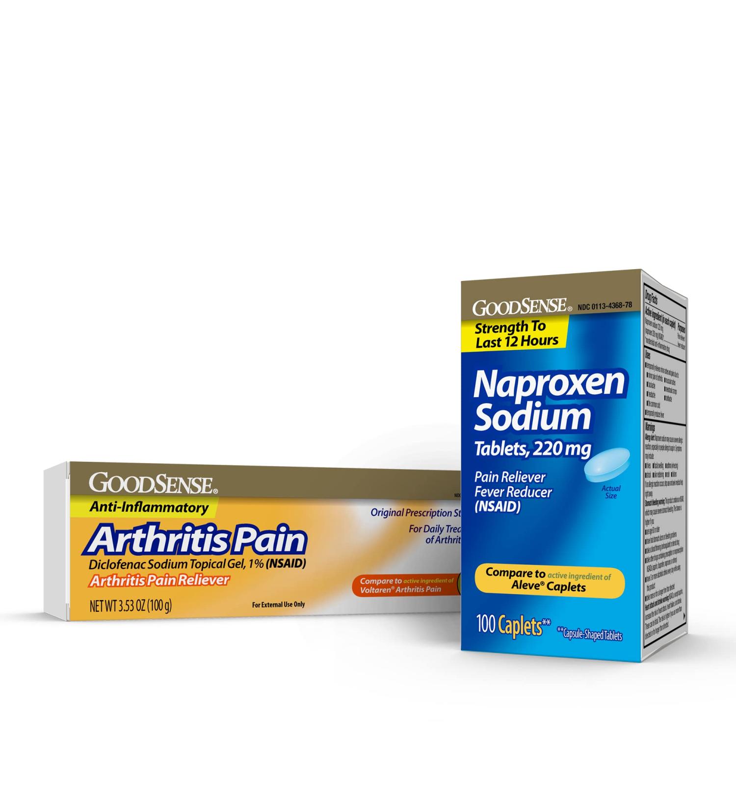 Good Sense Naproxen Sodium 220mg Tablets & Arthritis Pain Relieving Gel with Diclofenac Sodium 1% - Combo Pack - Buy Online on GoSupps.com
