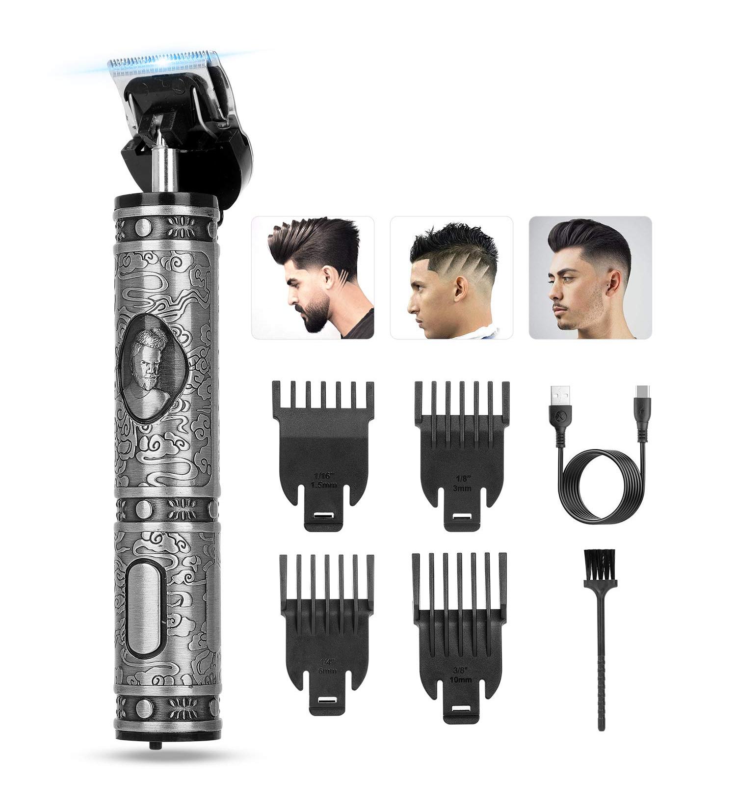 Rumia Cordless Hair Clippers for Men - Fast Charging Precision Trimmer with Low Noise, Metal Housing, Longbeard Trimmer and 4 Combs - Silver - Buy Online on GoSupps.com