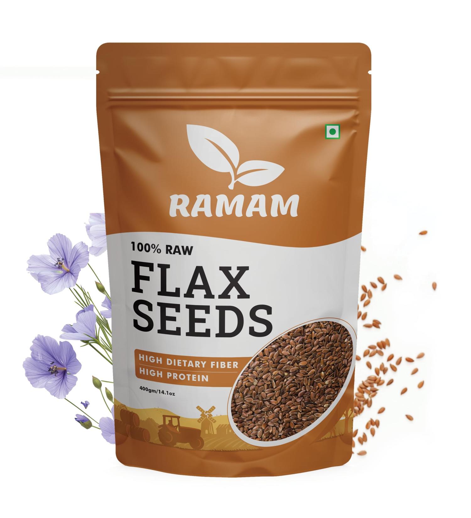 Ramam Linseed 400 gm 100 natural raw flax seeds to eat High dietary fiber Rich in Magnesium Helps manage blood sugar levels and heart health Helps 1 count Pack of 1 - Buy Online on GoSupps.com