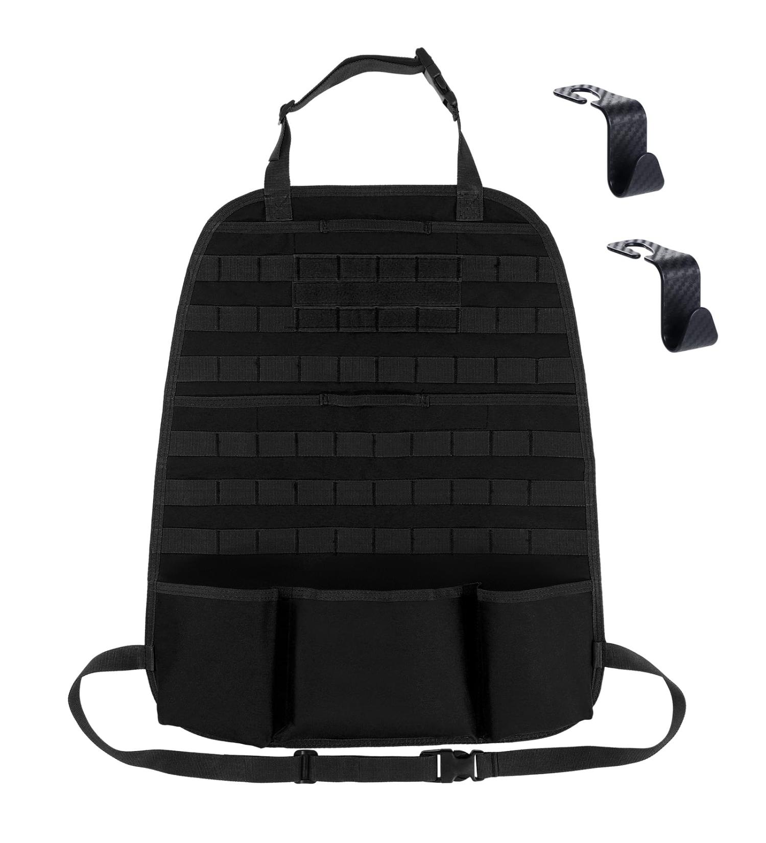 KEESIN Tactical Car Seat Back Organizer with Molle Large Admin Pouch & 2 Car Seat Hooks (Black) - Vehicle Panel Storage Bag - Buy Online on GoSupps.com