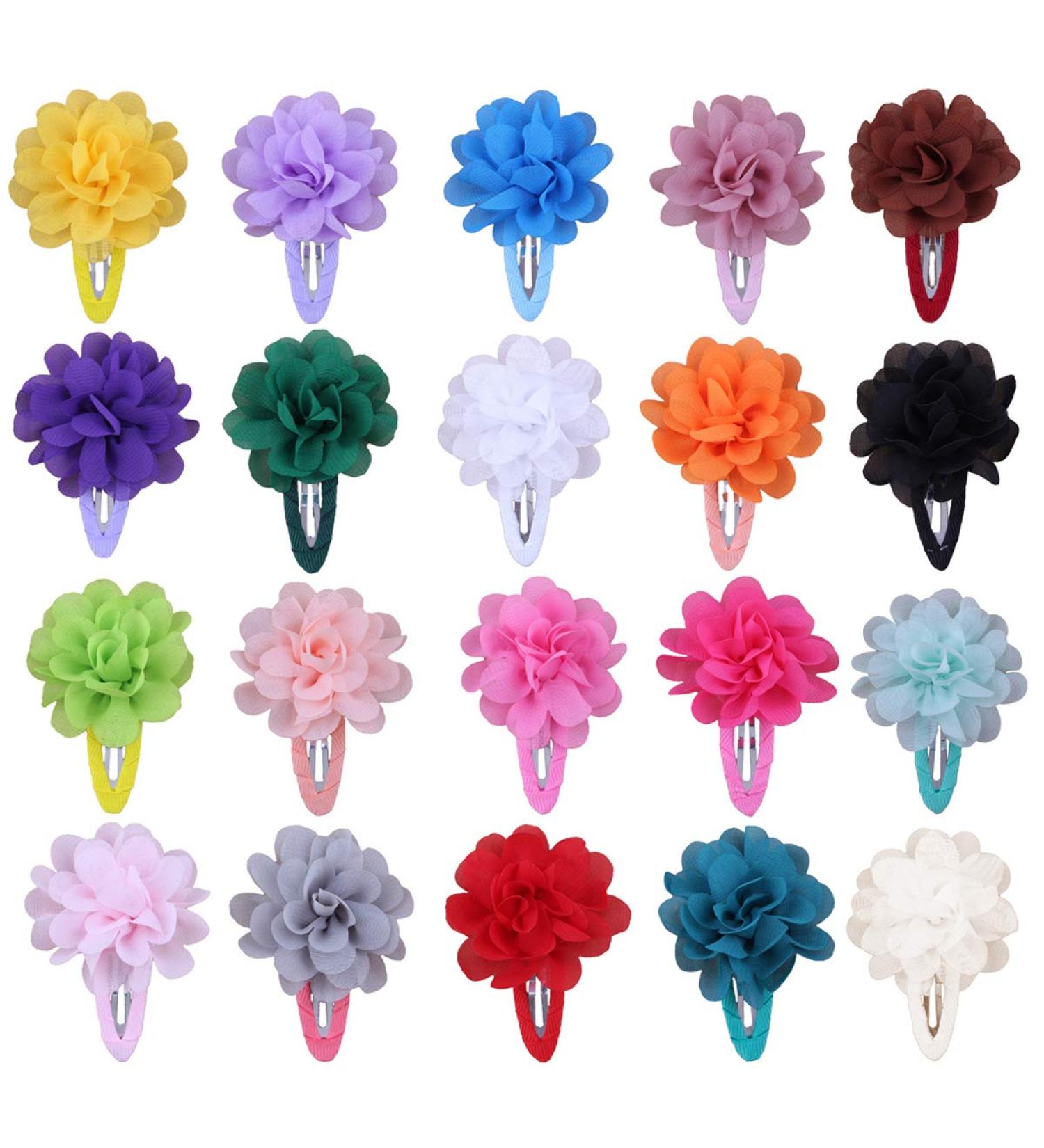 HQDeal 20-Piece Chiffon Flower Hair Clips - Stylish Hair Barrettes & Accessories for Babies Girls Women & Children - Buy Online on GoSupps.com