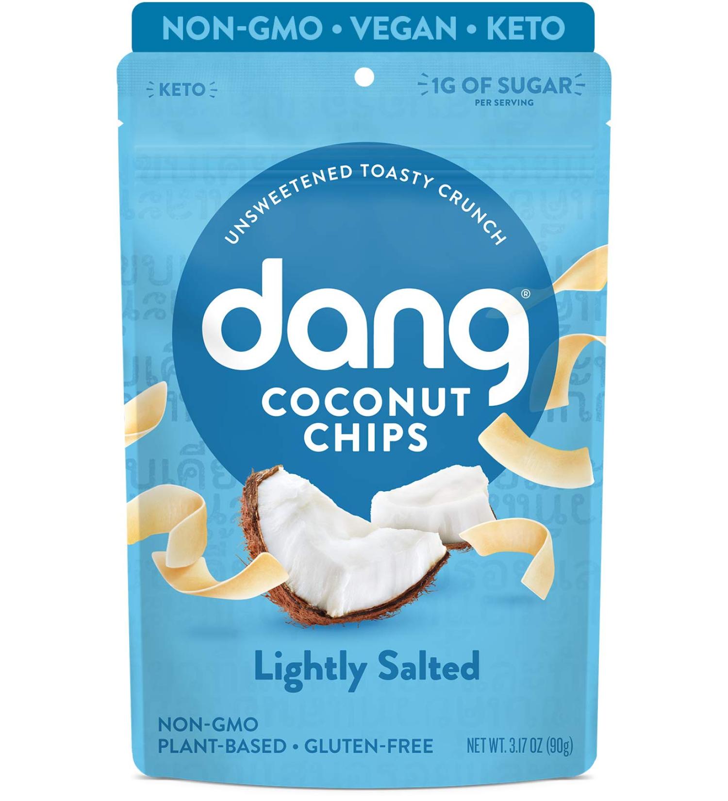 Dang Keto Toasted Coconut Chips - Lightly Salted Unsweetened | 3.17 Oz Resealable Bag - Keto Certified, Vegan, Gluten Free, Paleo Friendly - Healthy Snack Made with Whole Foods - Buy Online on GoSupps.com