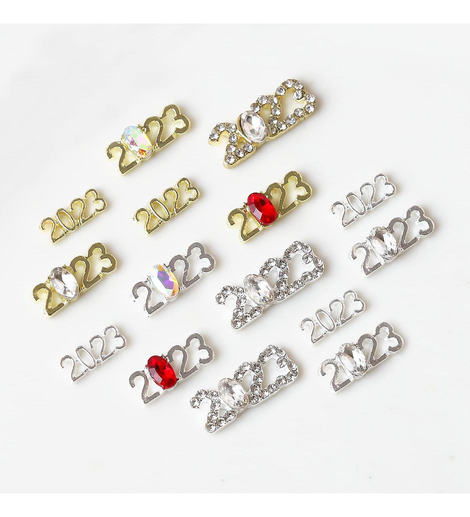 2023 Nail Art Decorations - Number Rhinestone Rivet, 3D Alloy Glitter Design for Manicure & Jewelry Making - Buy Online on GoSupps.com