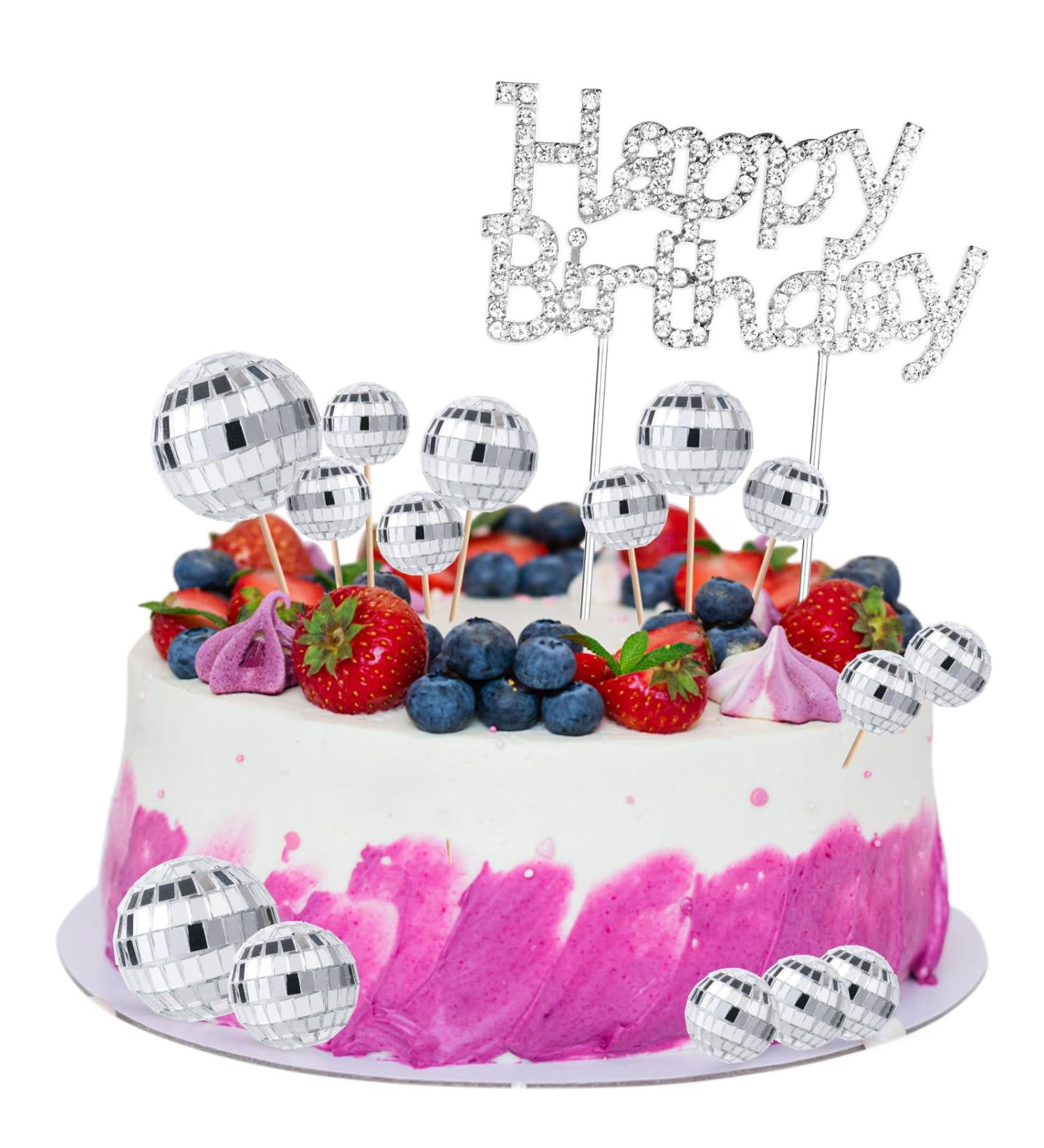 20pcs Disco Ball Cupcake Toppers with Alloy Happy Birthday Sign Multiple Sizes Disco Ball Cake Picks Disco Theme Cake Toppers for 70s Disco Party Favor with Sticks - Buy Online on GoSupps.com